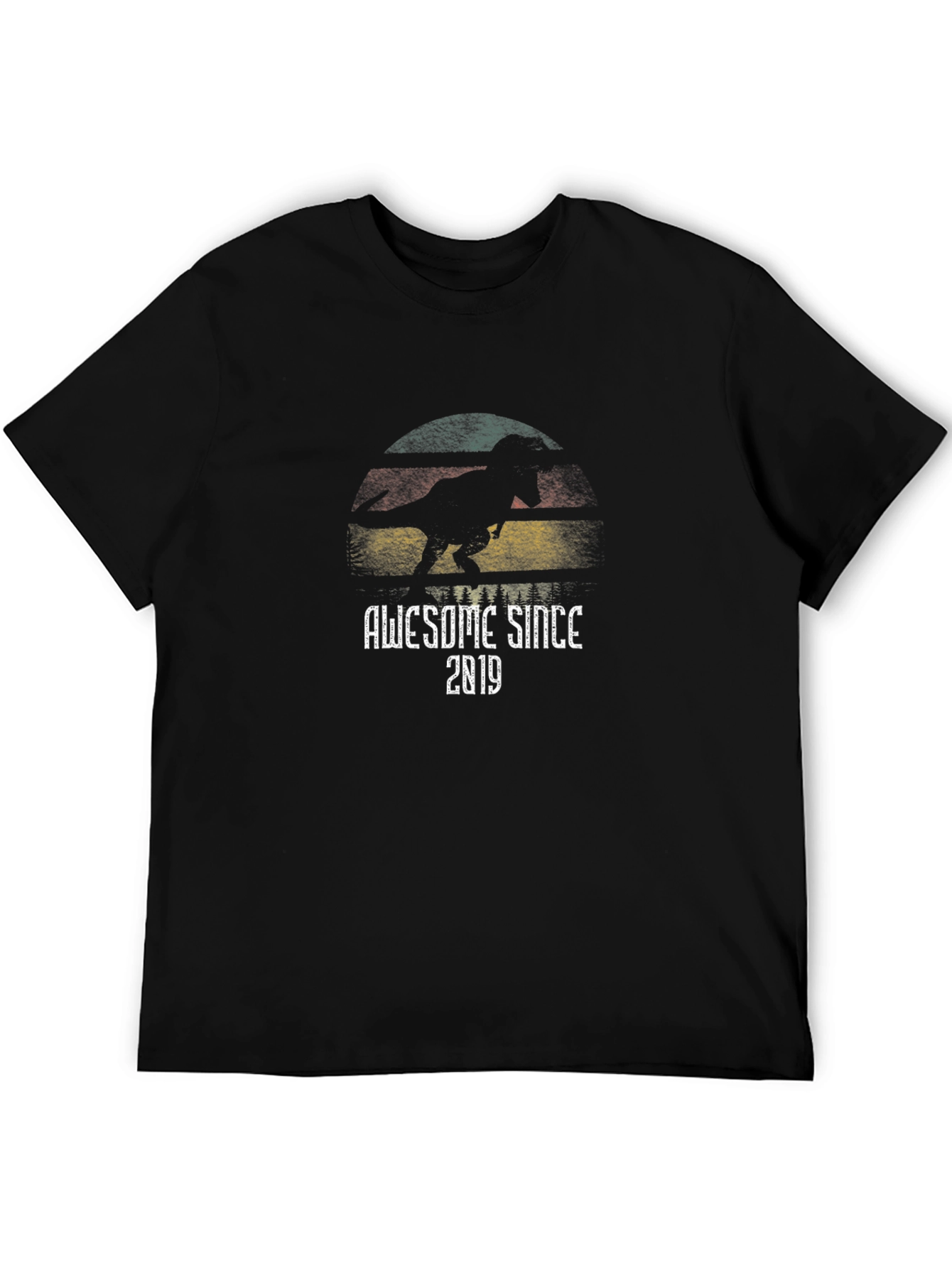 Black Awesome Since 2019 Dinosaur Graphic T-Shirt view 5