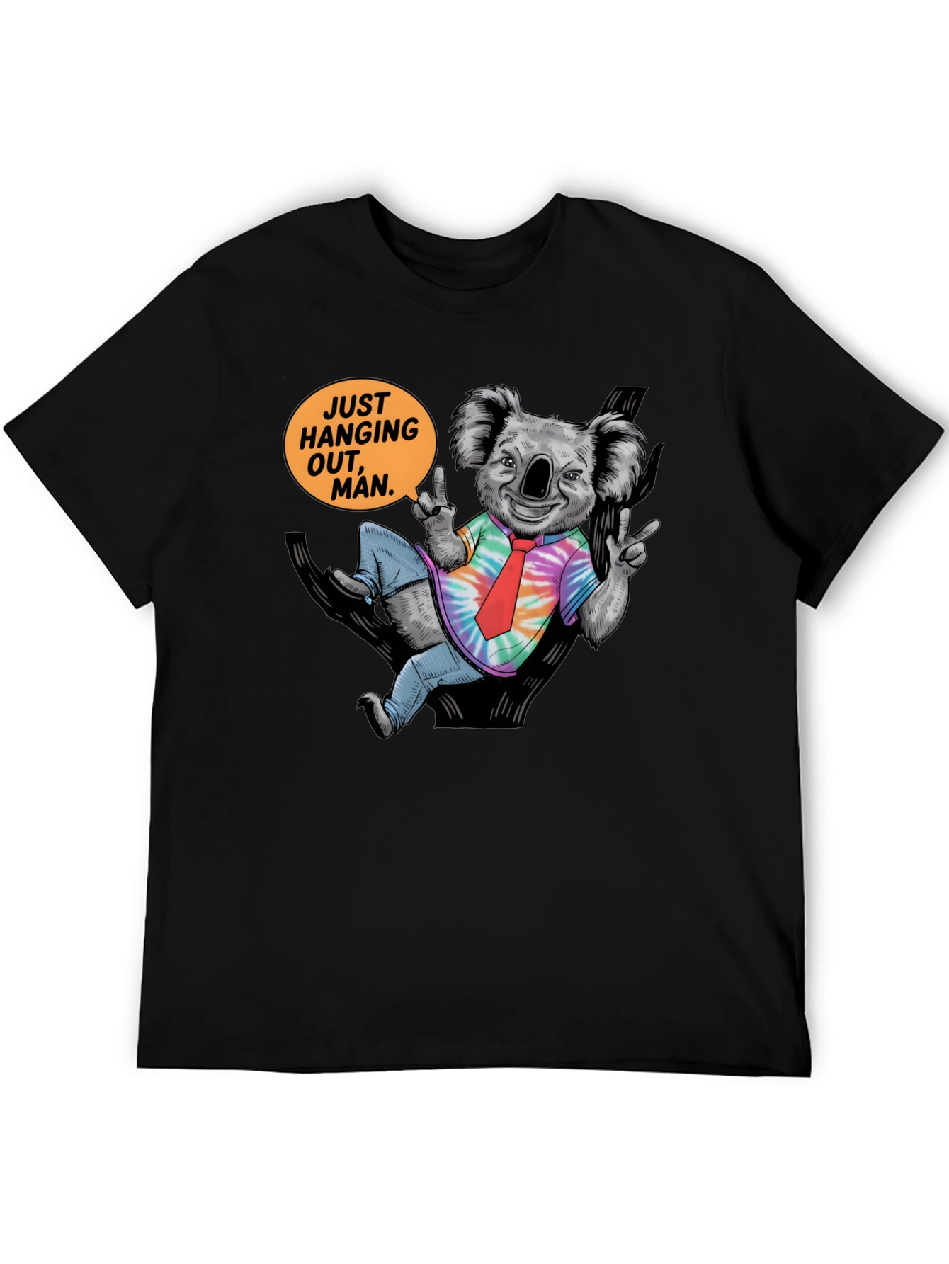 Black Cool Koala T-Shirt - Just Hanging Out, Man! view 5