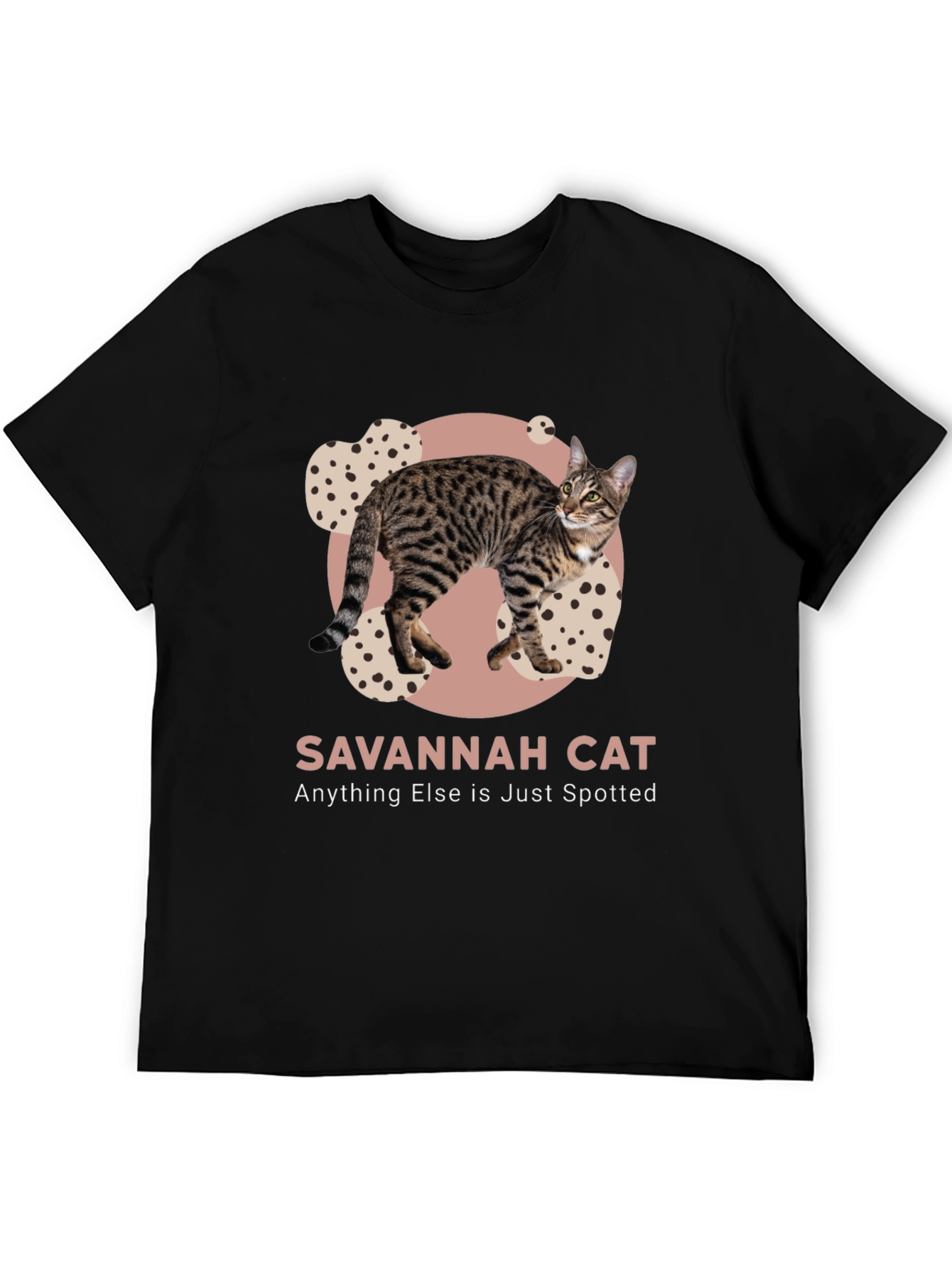 Black Savannah Cat Spotted T-Shirt - Unique Design view 5