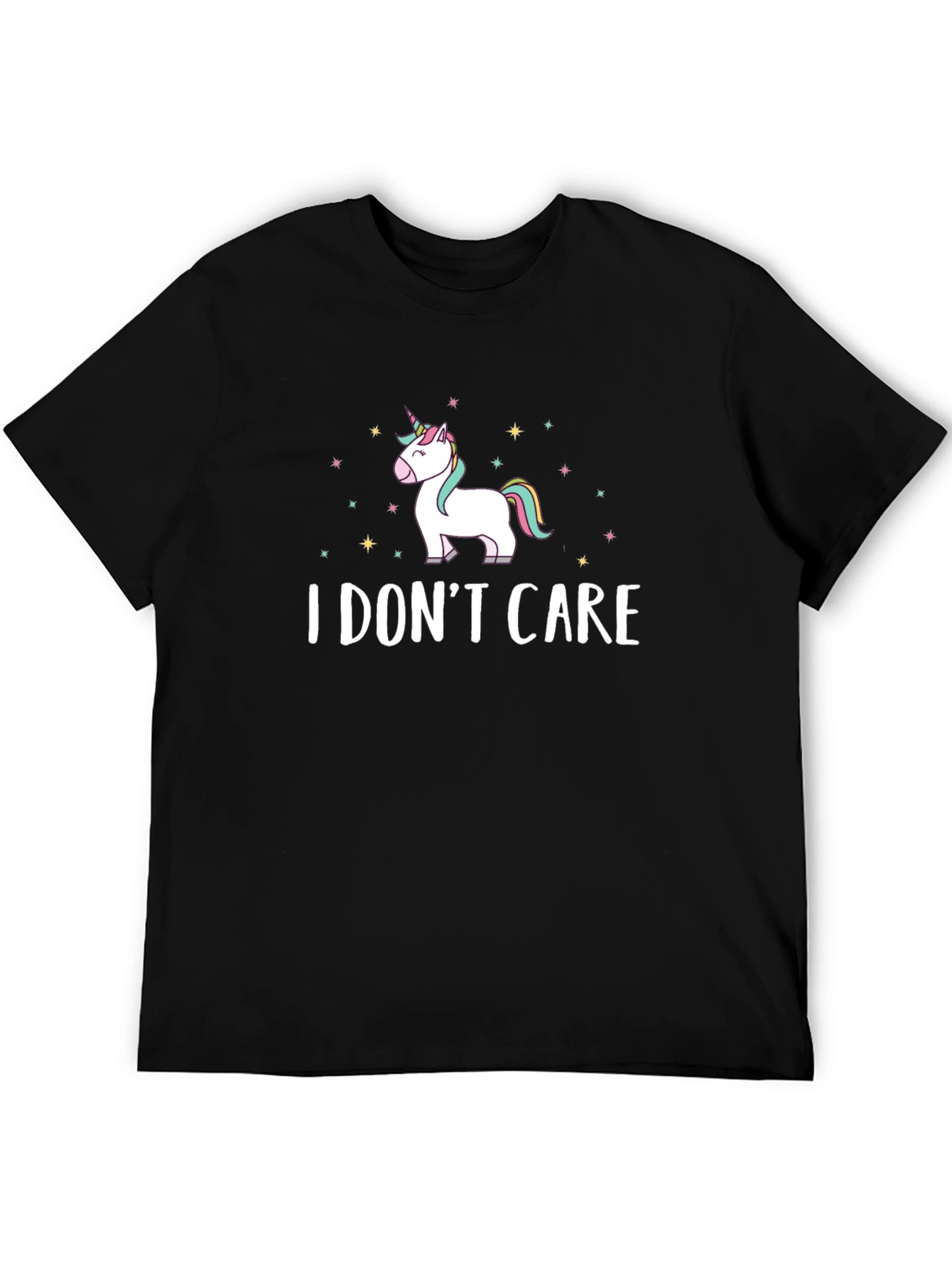 Black I Don't Care Unicorn Graphic T-Shirt view 5