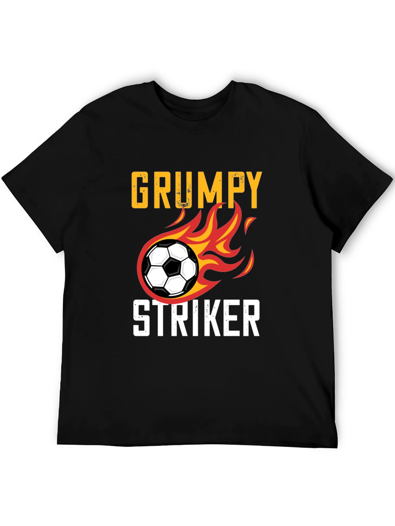 Black Grumpy Striker Soccer T-Shirt - Funny Sportswear view 5