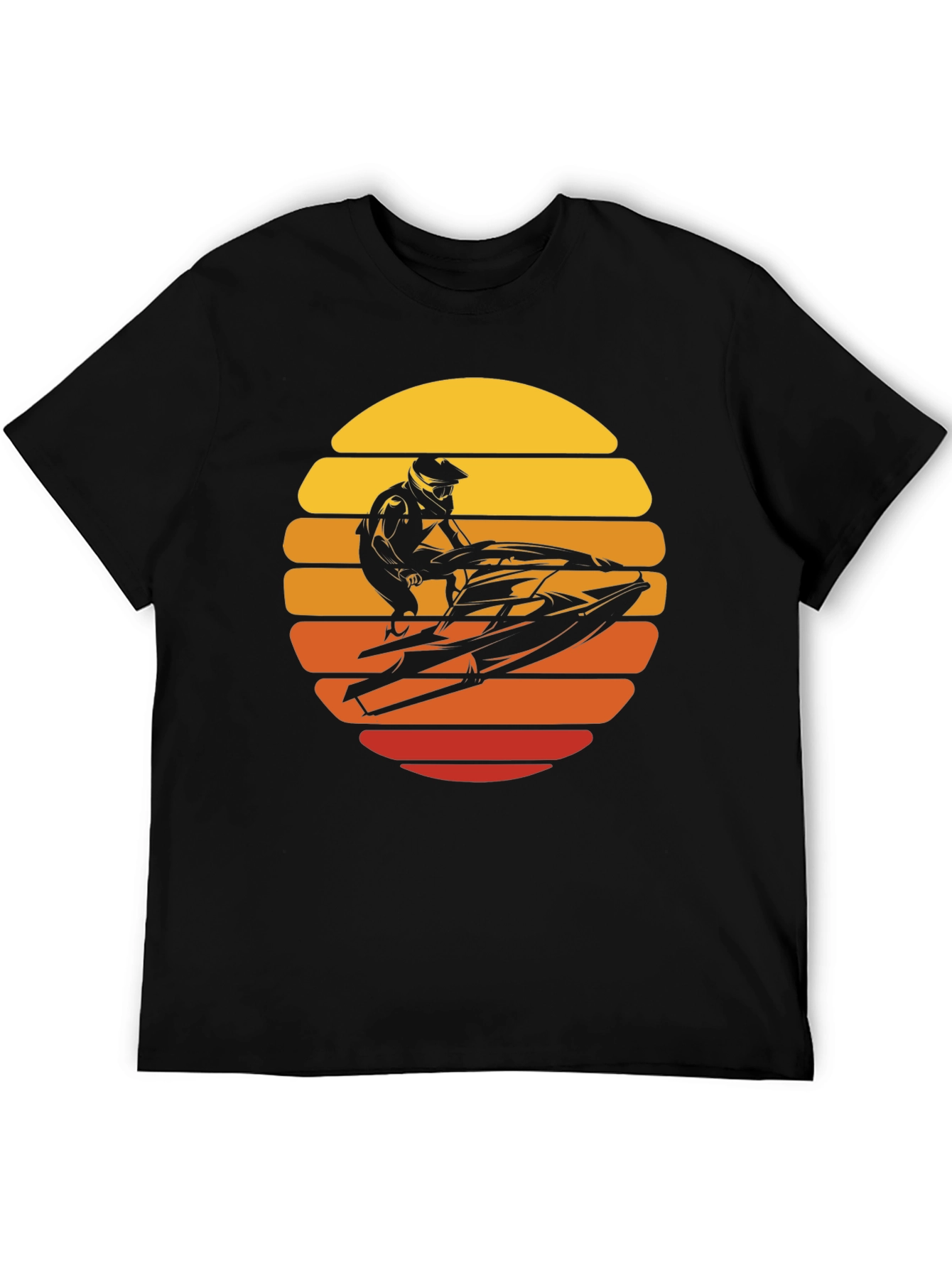 Black Jet Ski Sunset Graphic Tee - Black Cotton T-Shirt view 5