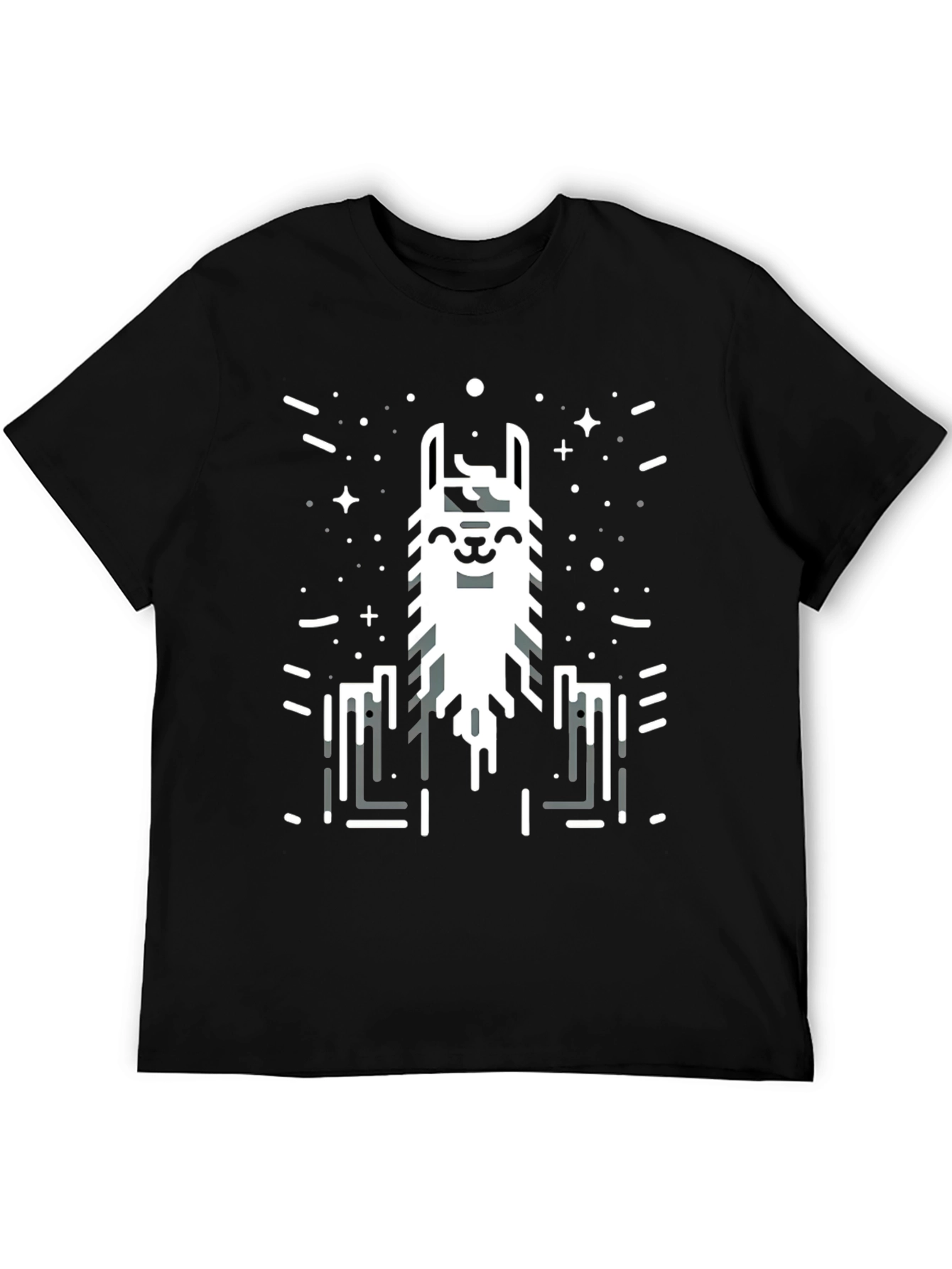 Black Geometric Llama Graphic Tee - Black view 5