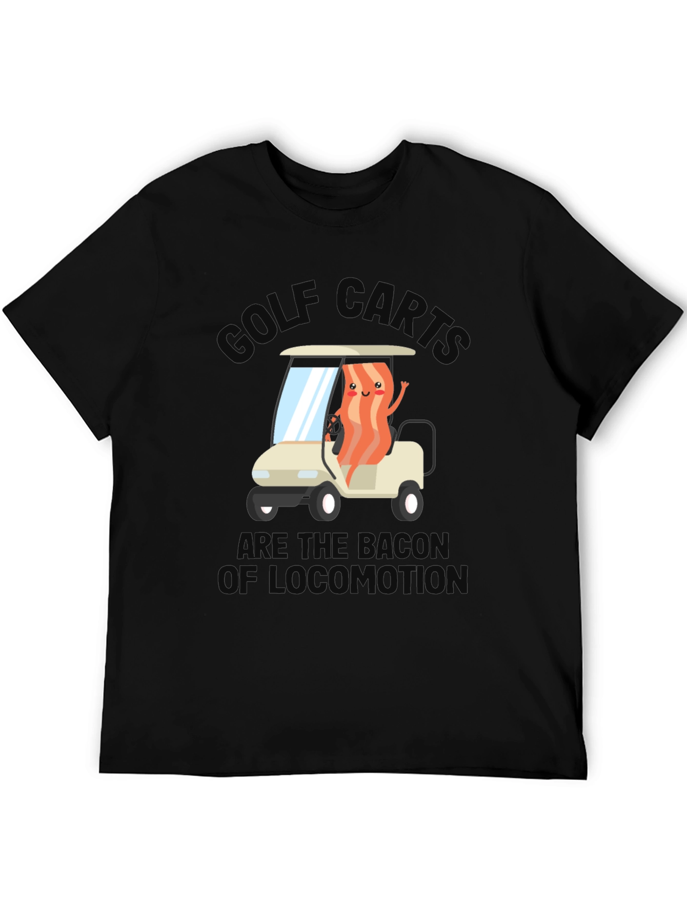 Black Golf Cart Bacon Funny Humor T-Shirt view 5