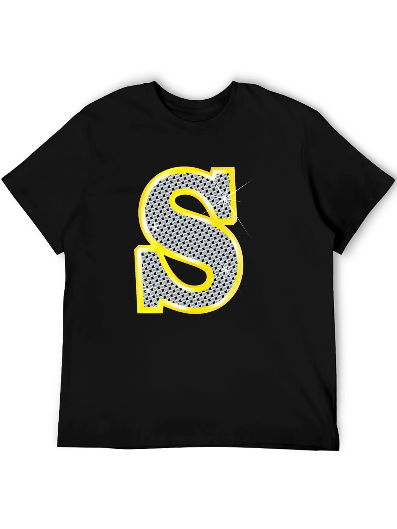 Black Diamond Letter S Black T-Shirt view 5