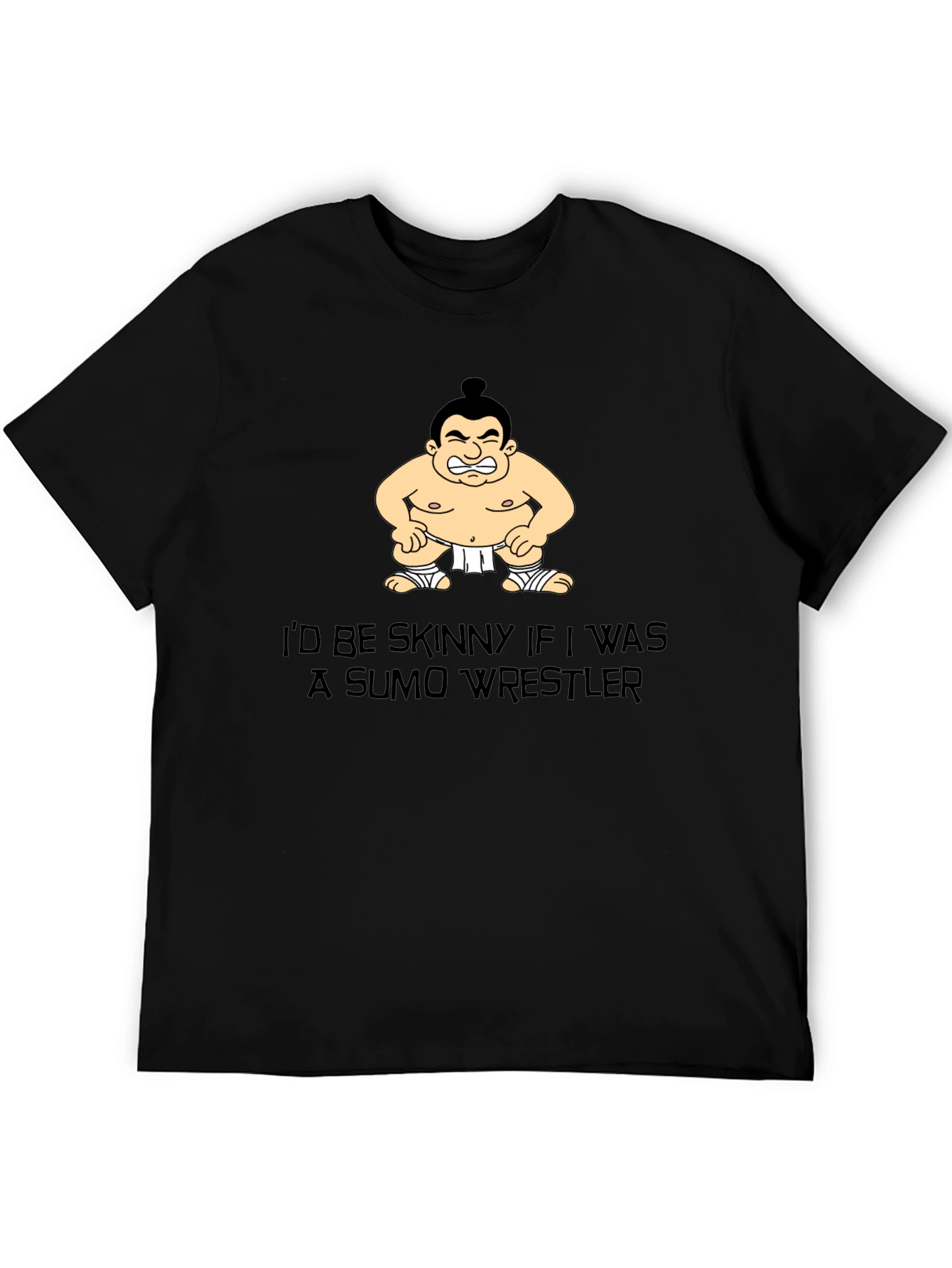 Black Sumo Wrestler Graphic T-Shirt - Funny Design view 5