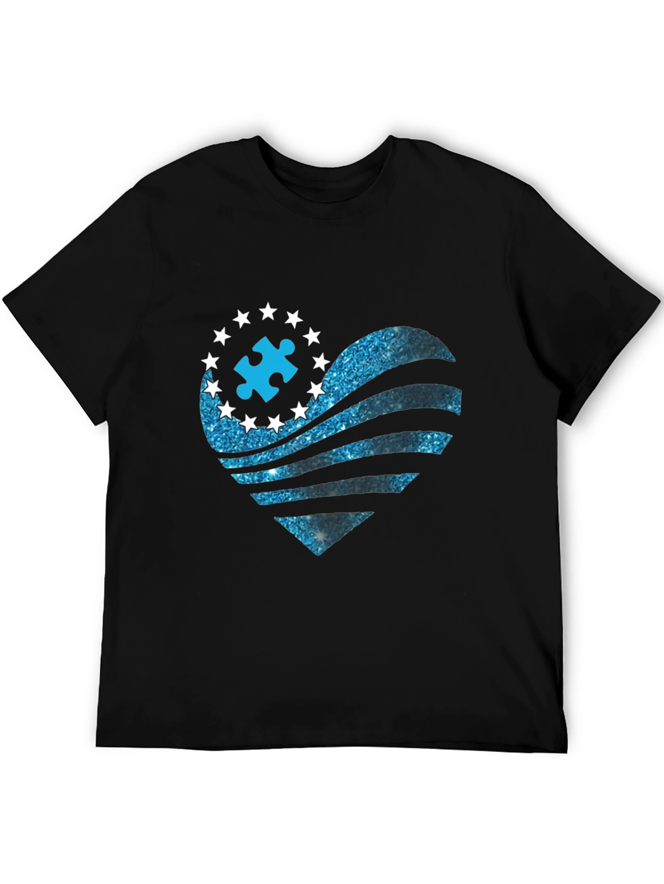Black Autism Awareness Heart T-Shirt view 5