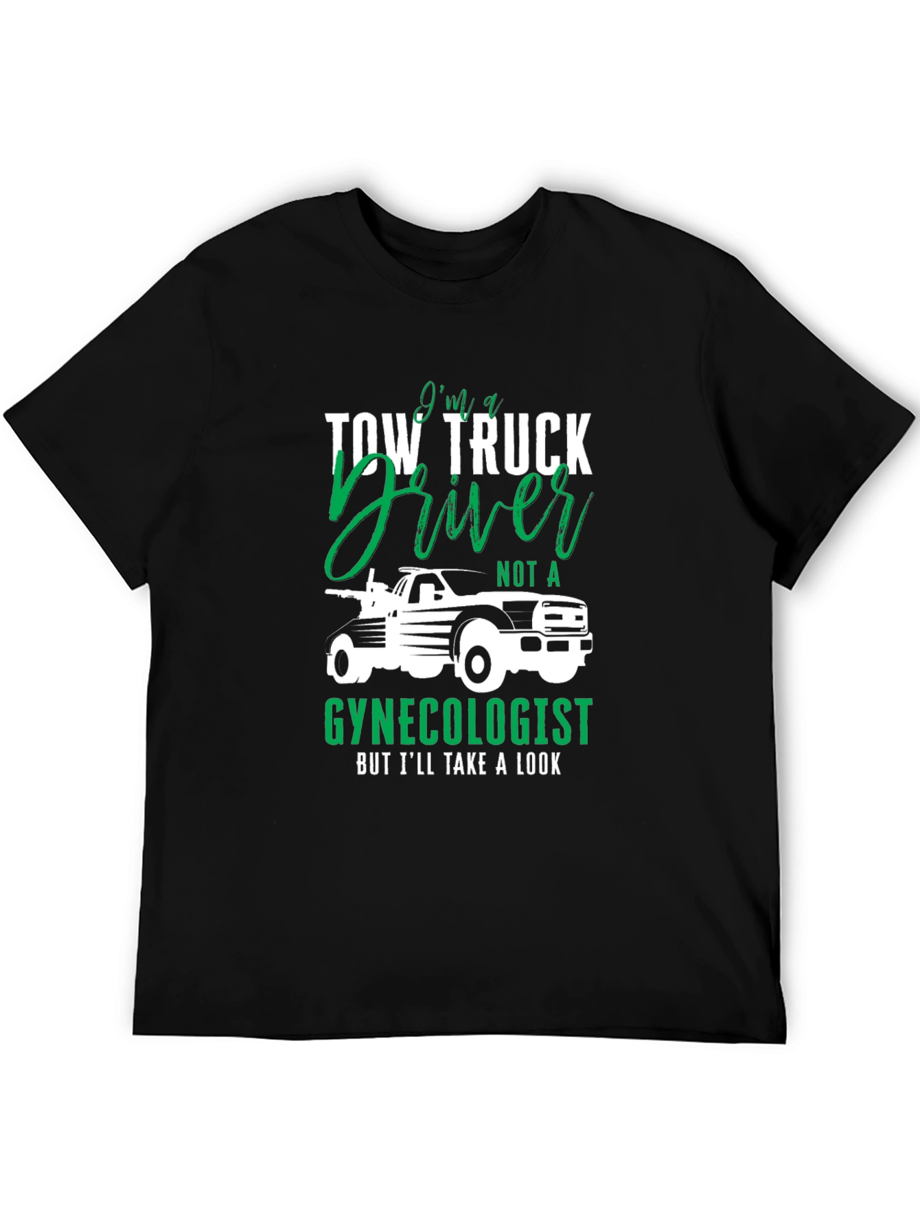 Black Tow Truck Driver Graphic Tee - Funny T-Shirt view 5
