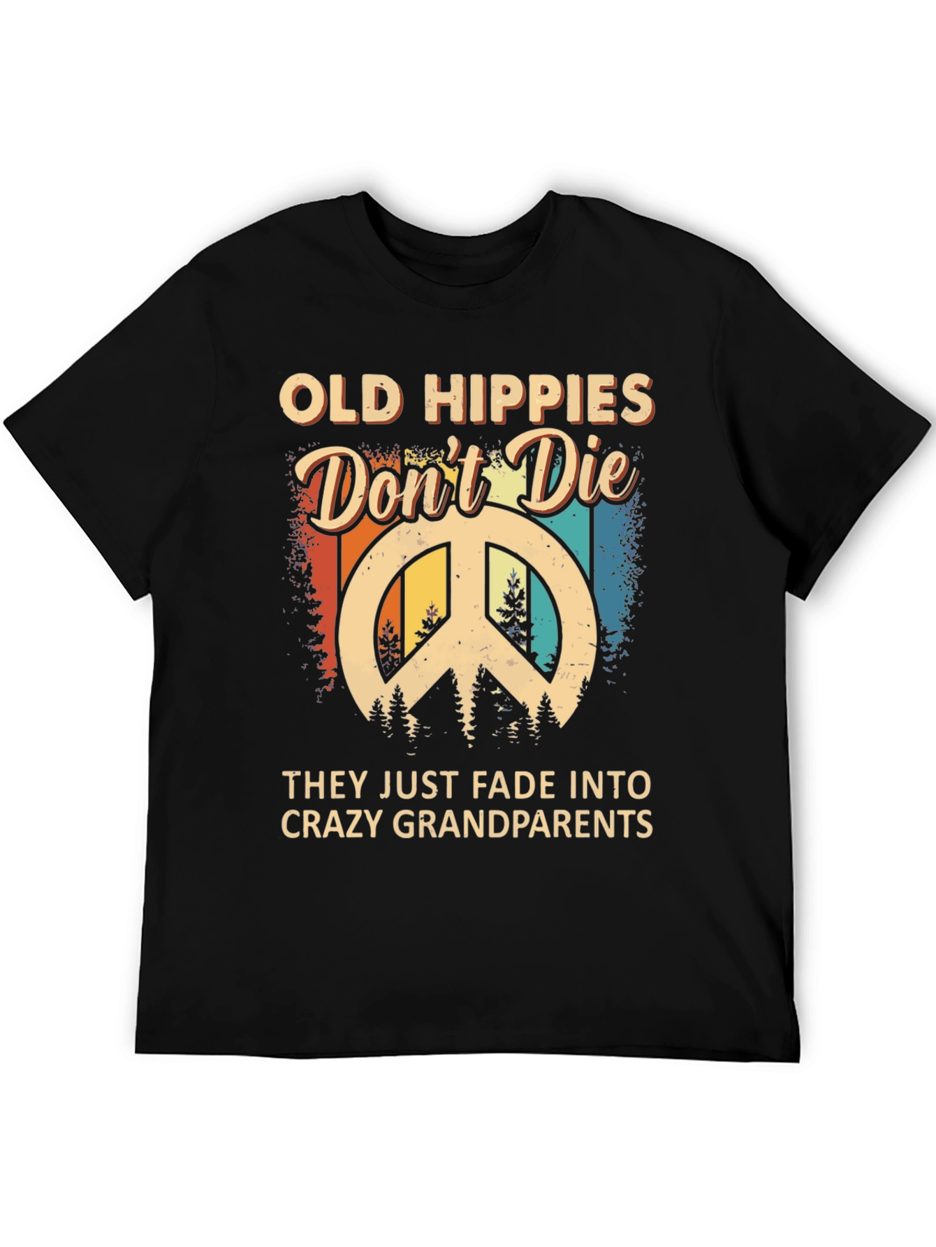 Black Old Hippies Don't Die T-Shirt view 5