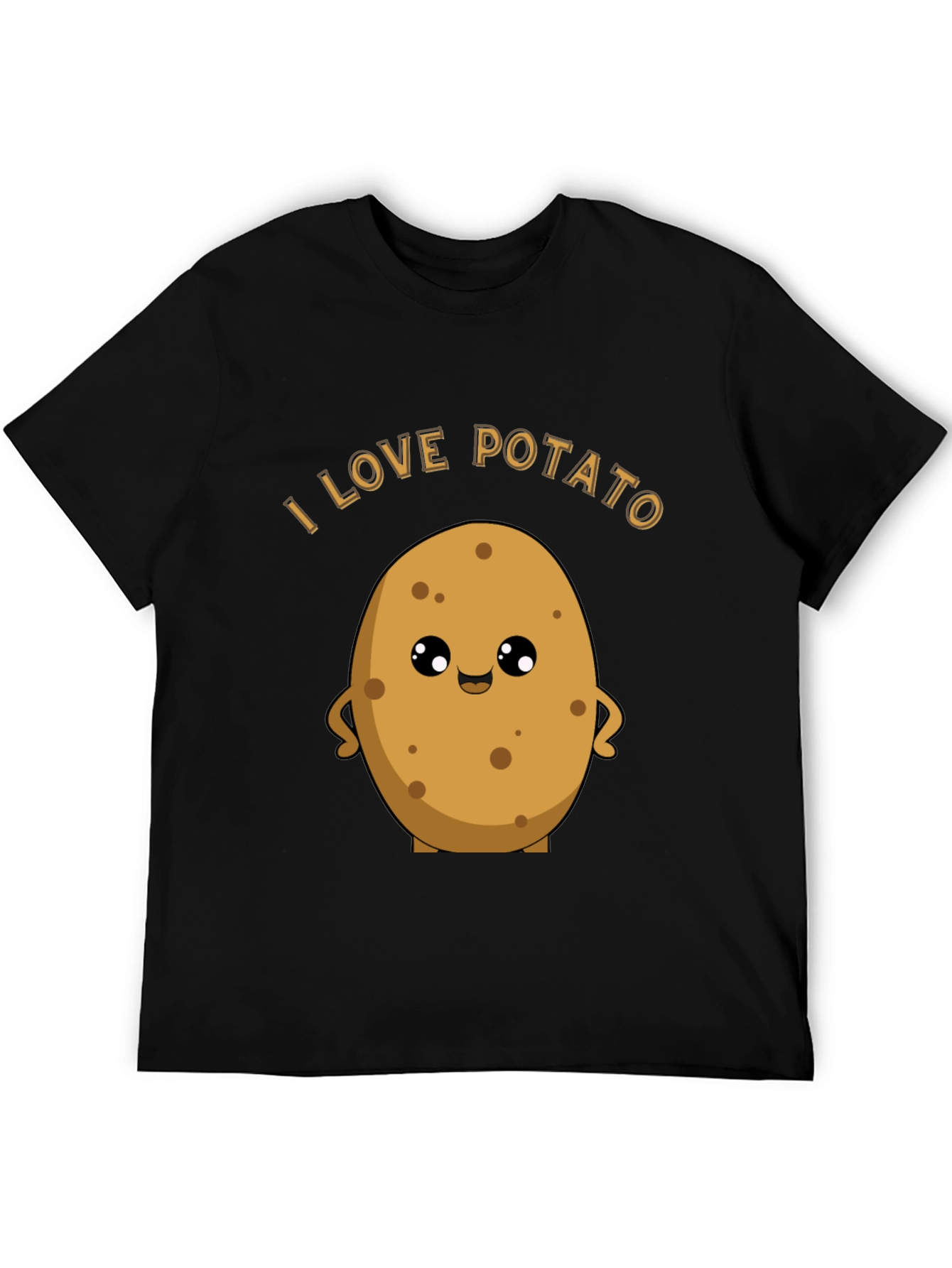 Black I Love Potato Graphic T-Shirt - Unisex Black Tee view 5