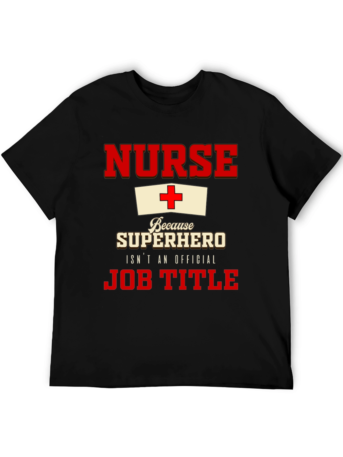 Black Nurse Superhero T-Shirt - Official Job Title view 5