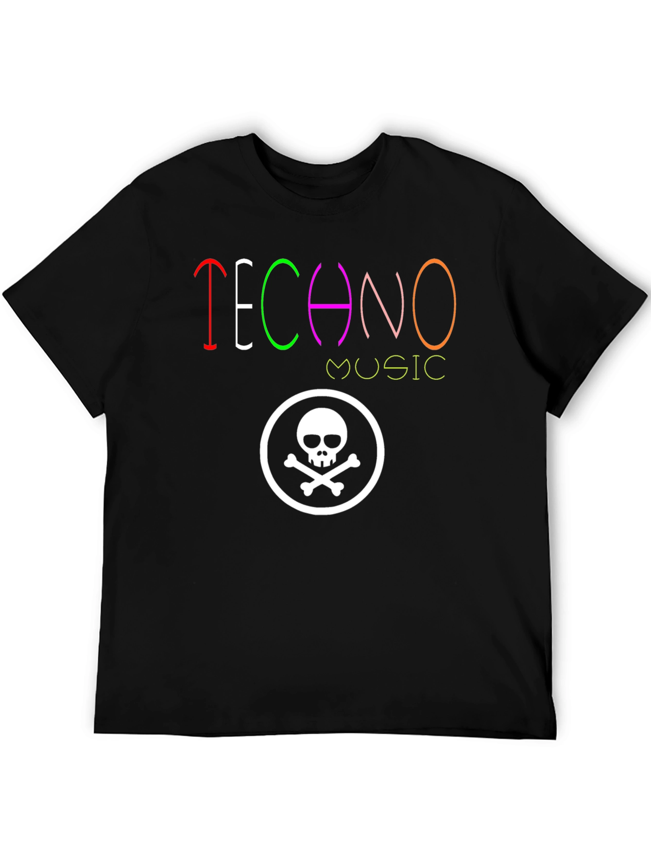 Black Techno Music Skull Graphic Tee - Black view 5