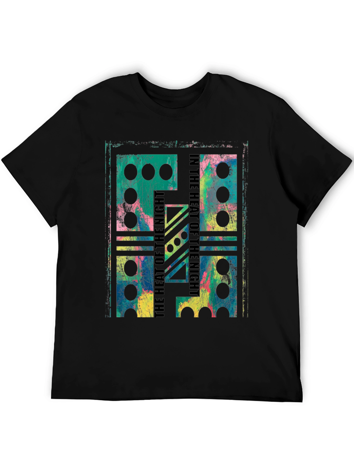 Black Abstract Domino T-Shirt - Heat of the Night Design view 5