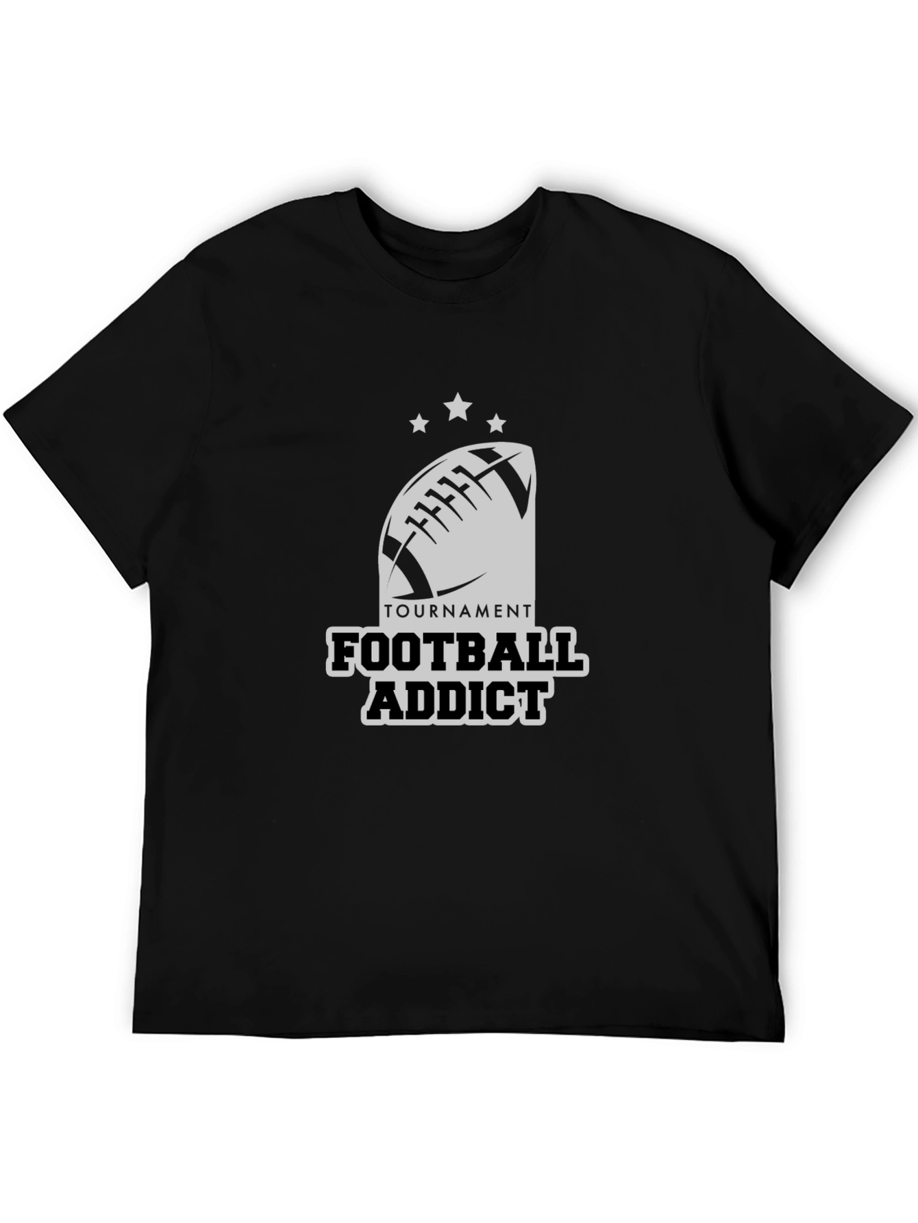 Black Tournament Football Addict T-Shirt view 5