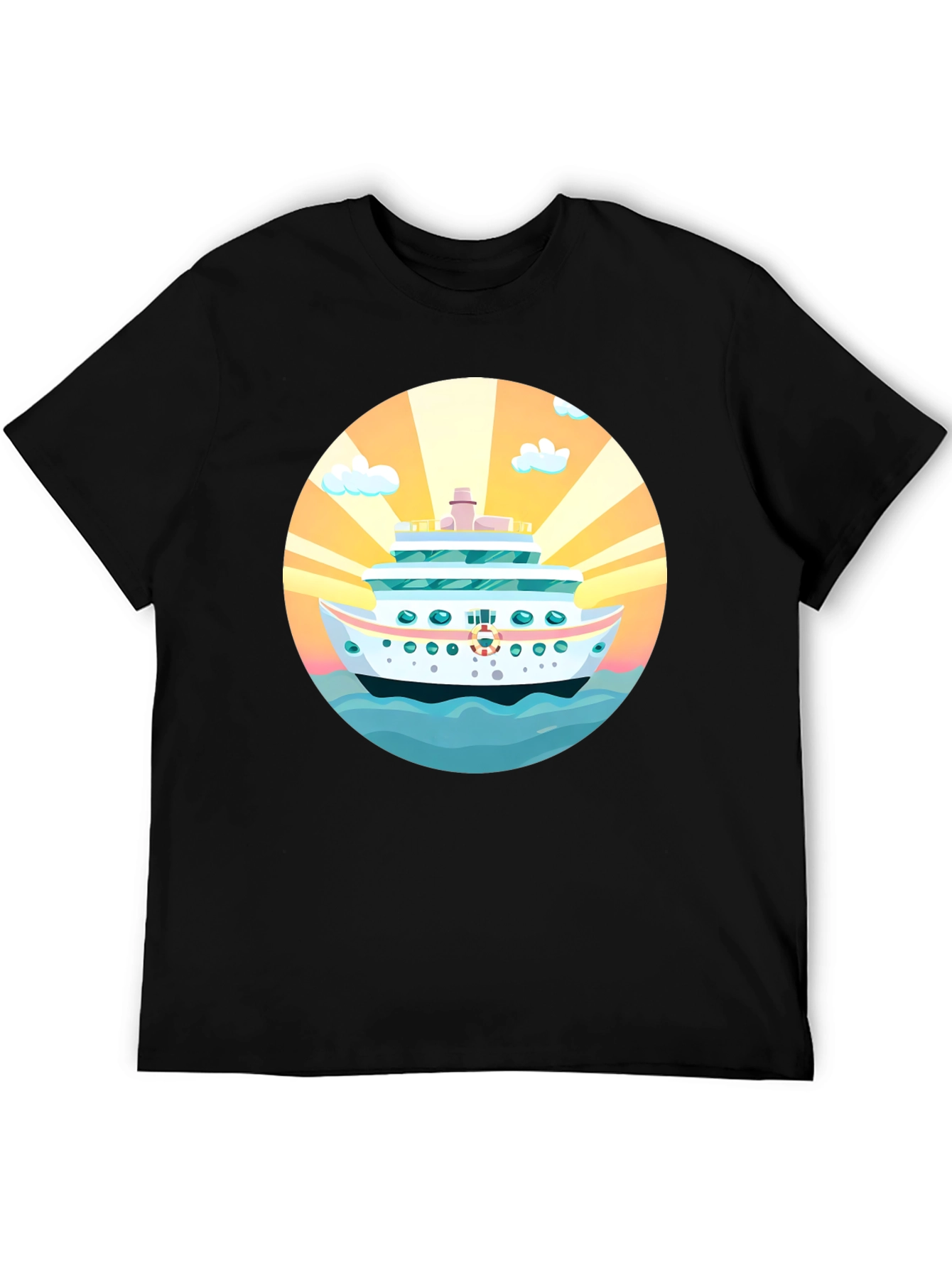Black Cruise Ship Graphic Tee - Sun, Sea, Style! view 5