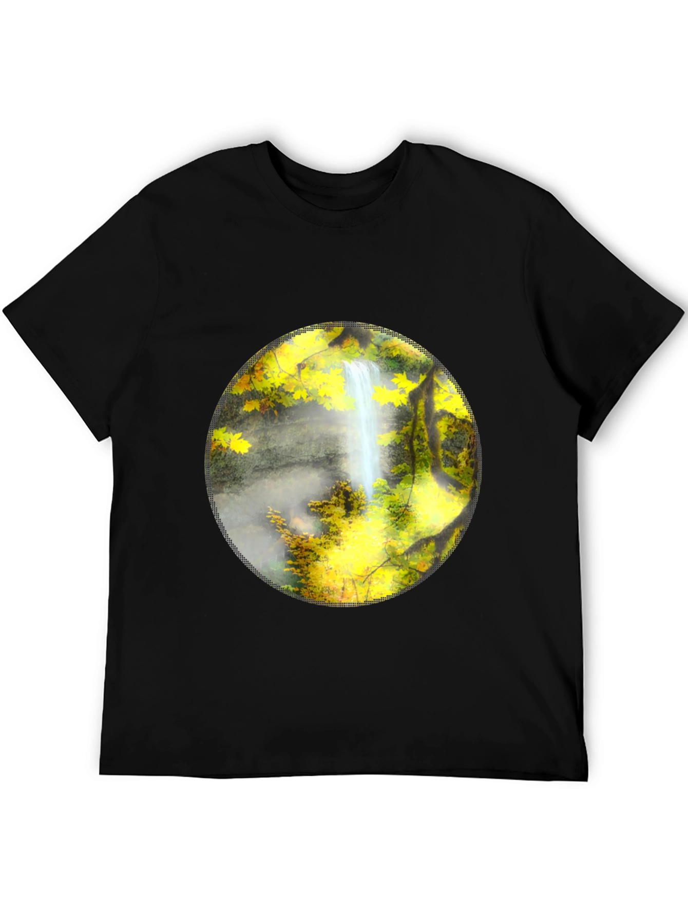 Black Waterfall Graphic Tee - Nature Lover's Black T-Shirt view 5