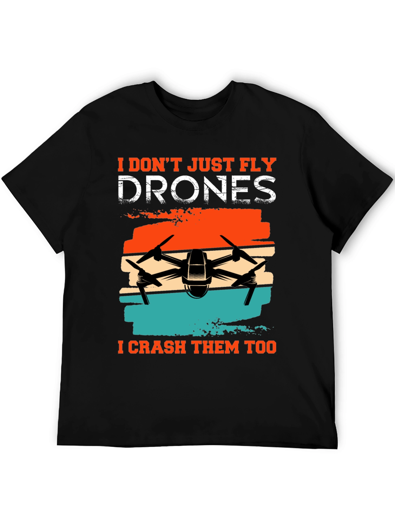 Black Drone Enthusiast T-Shirt - Fly & Crash view 5