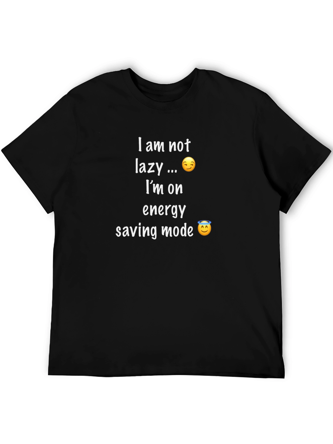 Black Funny "Energy Saving Mode" Graphic Tee - Black view 5