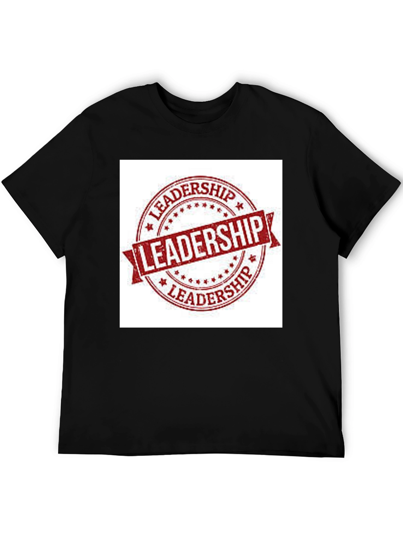 Black Leadership Stamp Graphic Tee - Black Cotton T-Shirt view 5