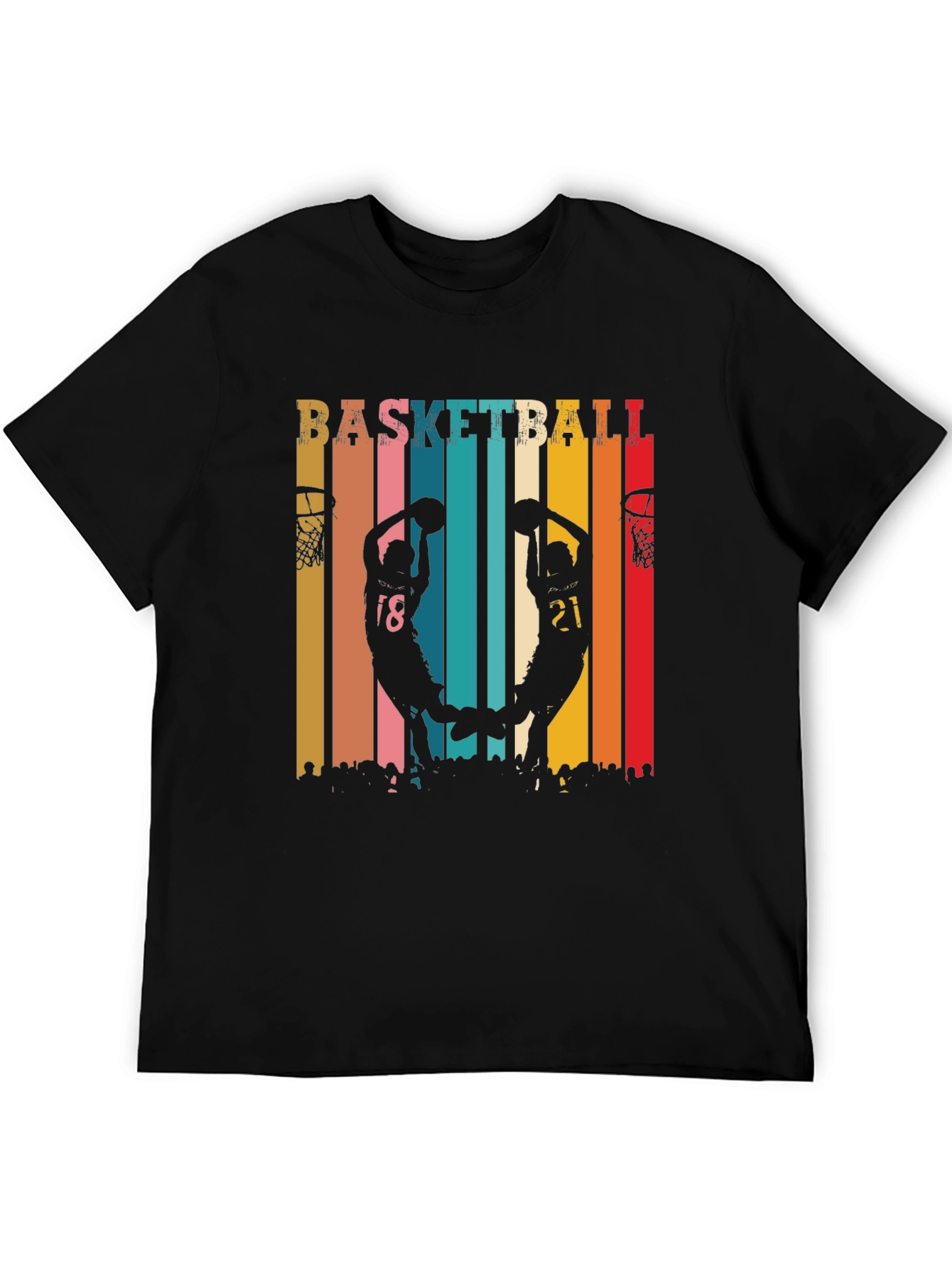 Black Basketball Silhouette Graphic Tee - Retro Style view 5
