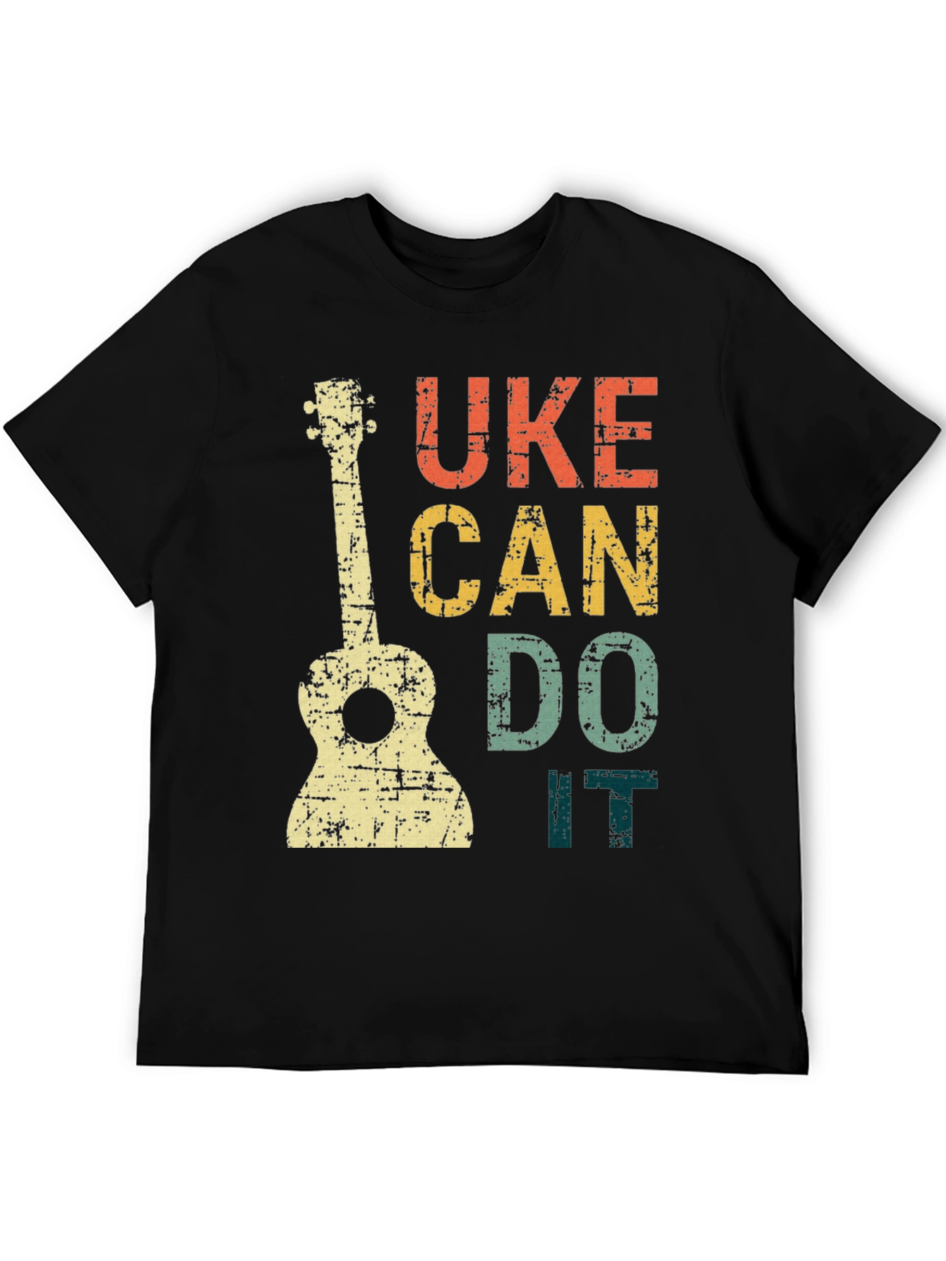 Black Uke Can Do It T-Shirt - Retro Ukulele Graphic Tee view 5