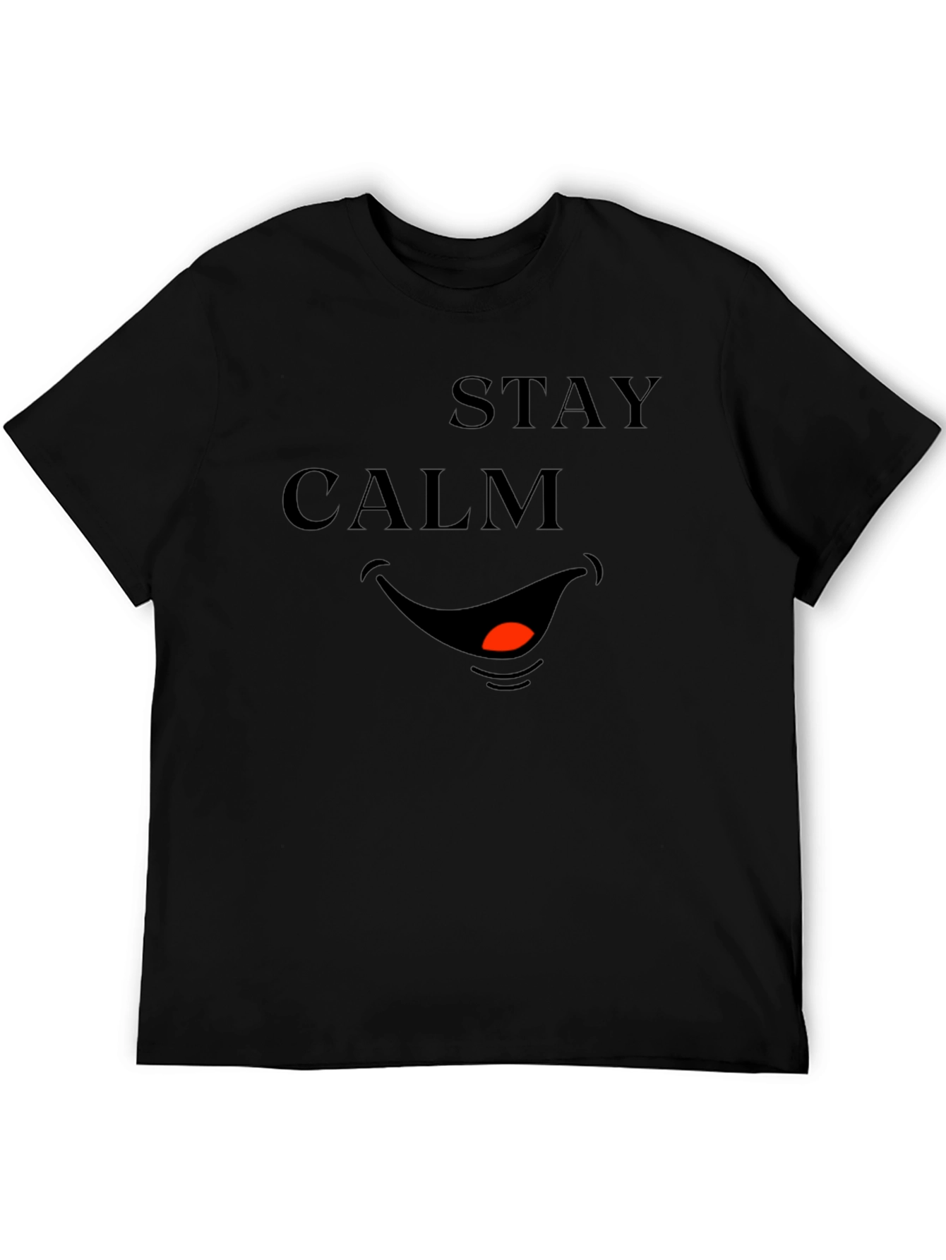 Black Stay Calm Smile Graphic Tee - Black view 5