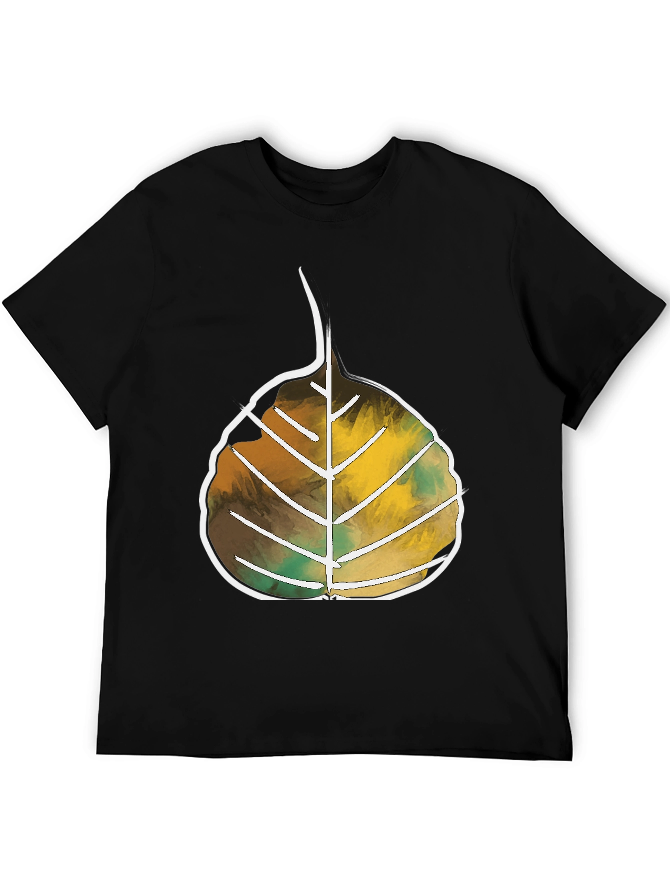 Black Leaf Design Black T-Shirt | Casual Wear view 5