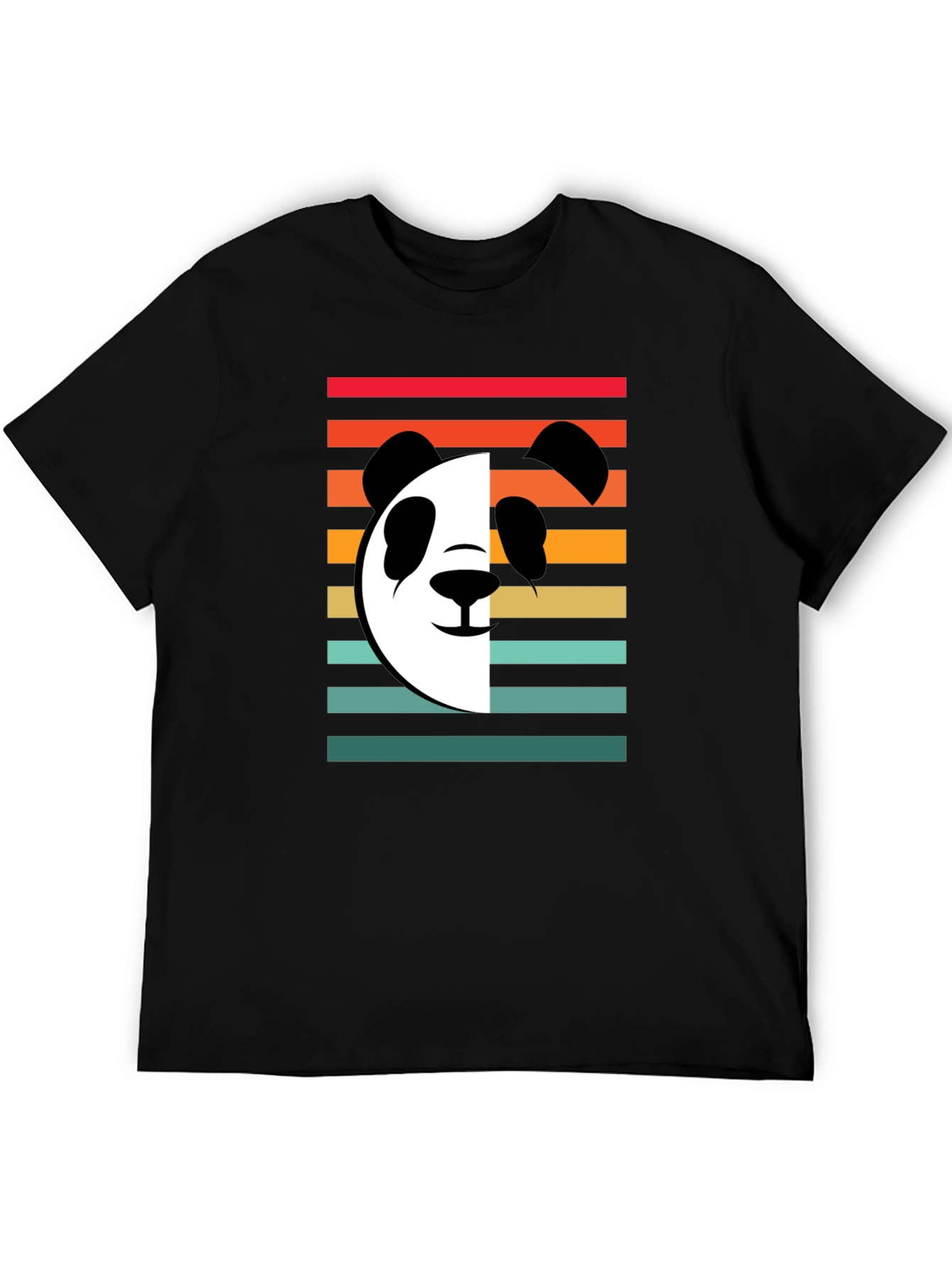 Black Retro Panda Graphic Tee - Stylish Cotton T-Shirt view 5