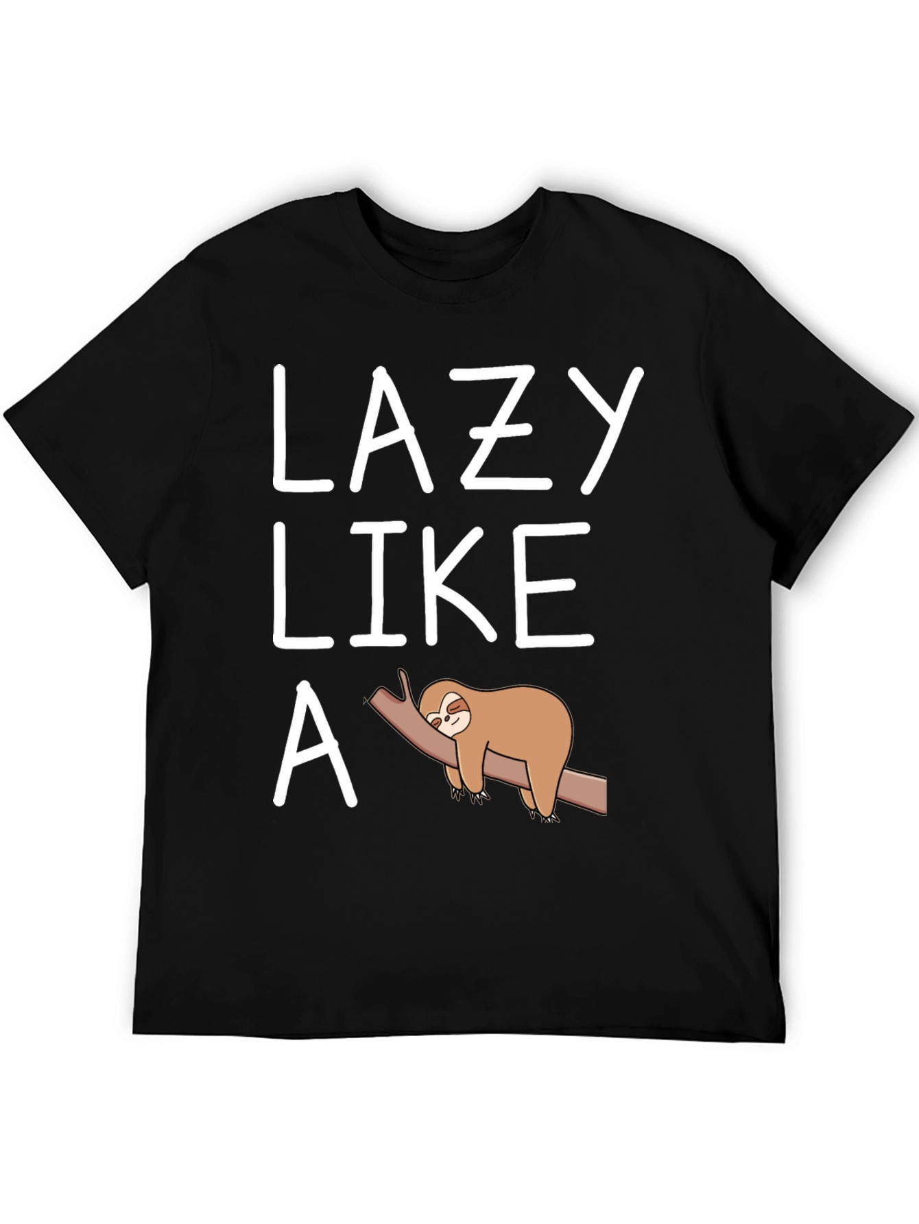 Black Lazy Like a Sloth T-Shirt Funny Graphic Tee view 5