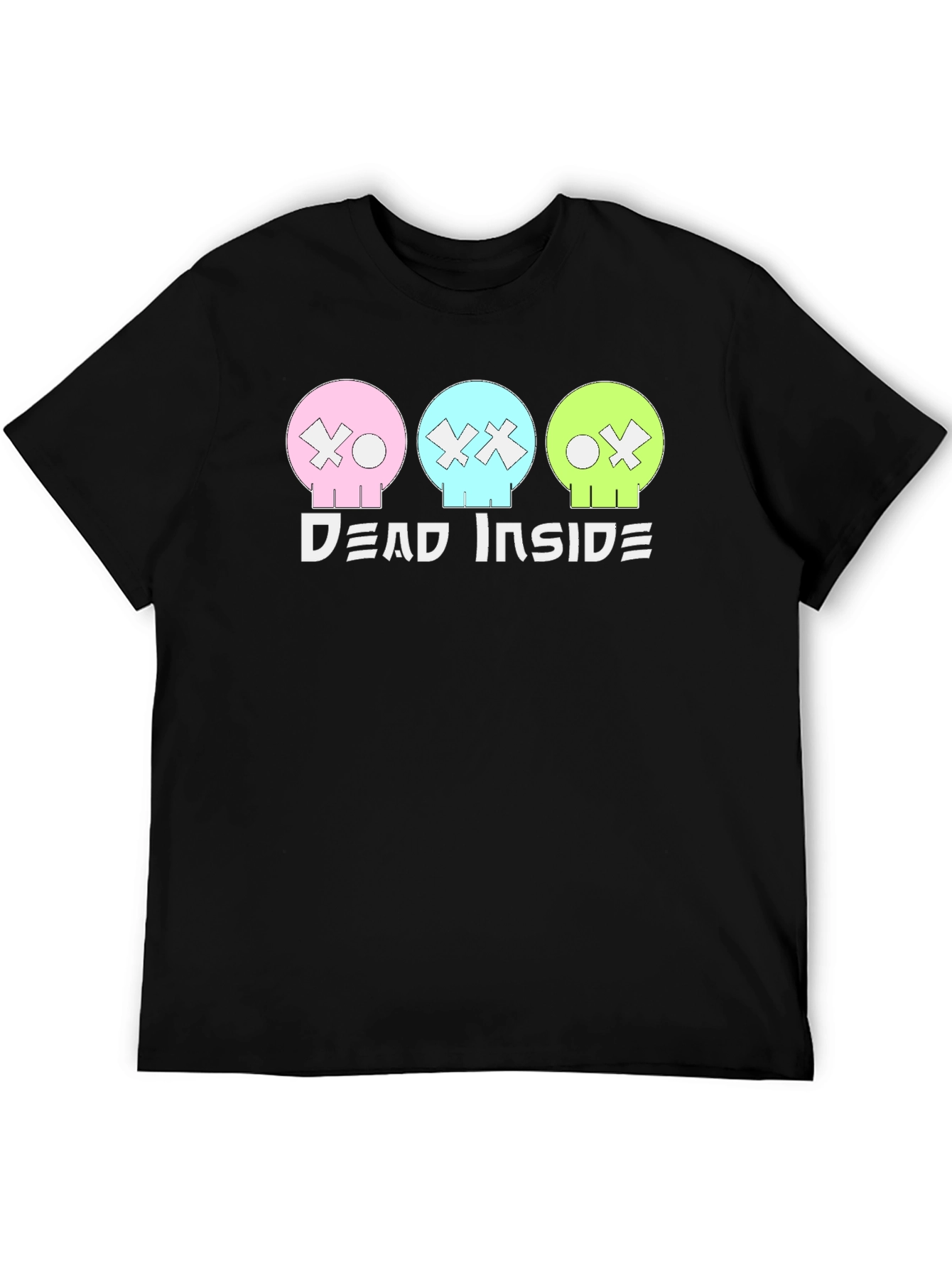 Black Dead Inside T-Shirt: Pastel Skulls, Trendy Graphic Tee view 5