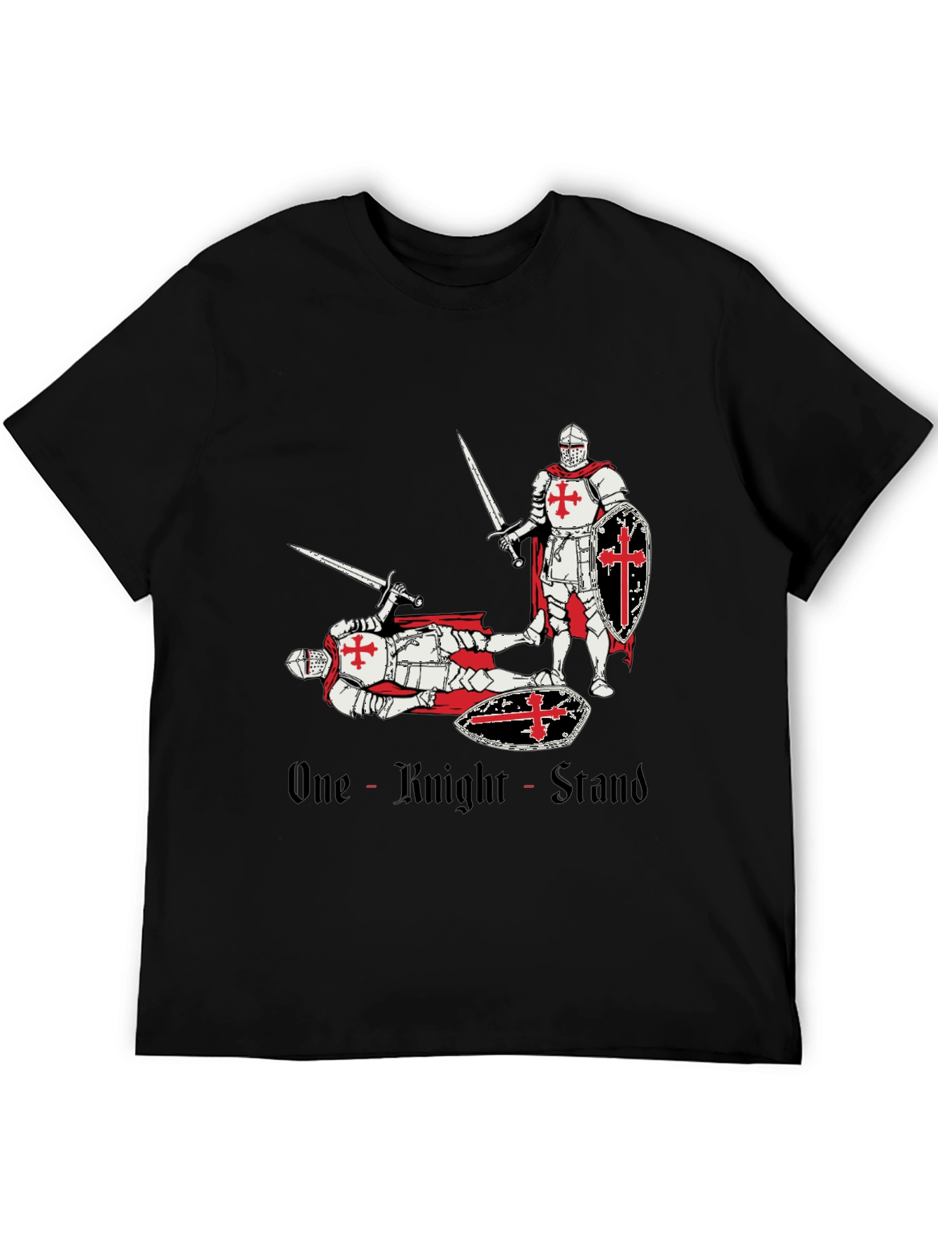 Black One Knight Stand T-Shirt Medieval Crusader Tee view 5