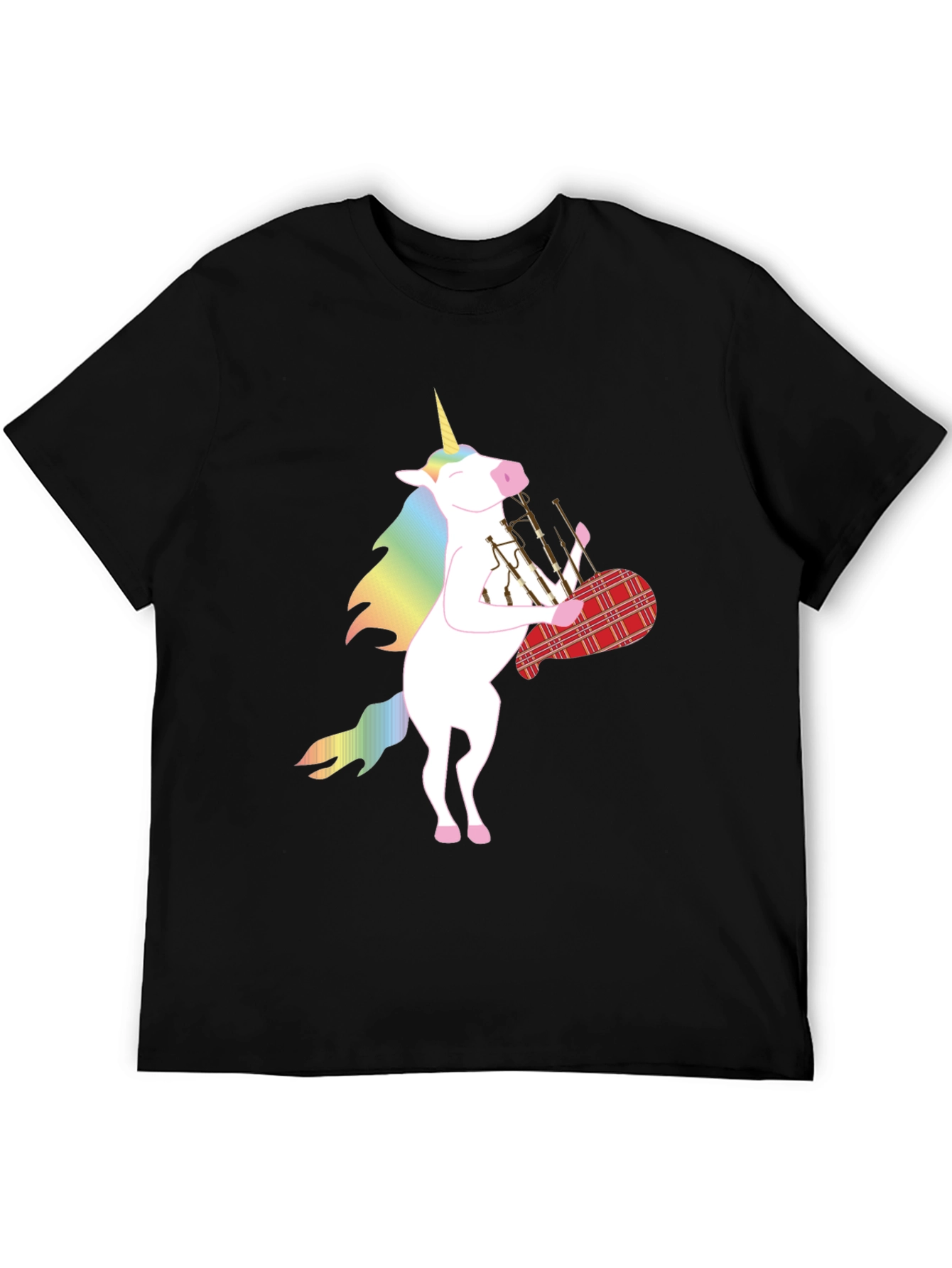 Black Unicorn Bagpipes Black T-Shirt view 5
