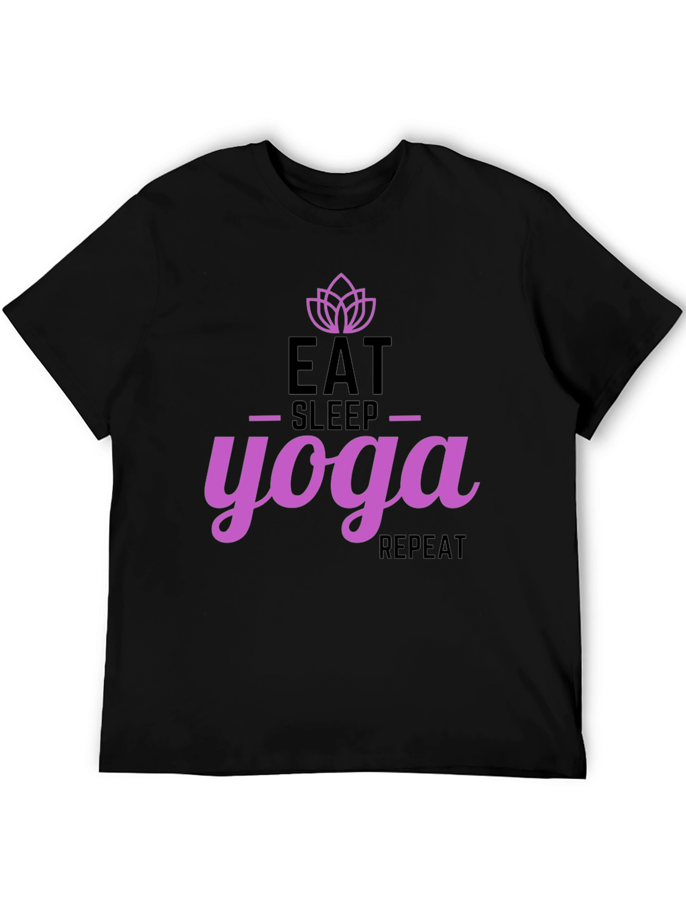 Black Eat Sleep Yoga Repeat Black T-Shirt view 5