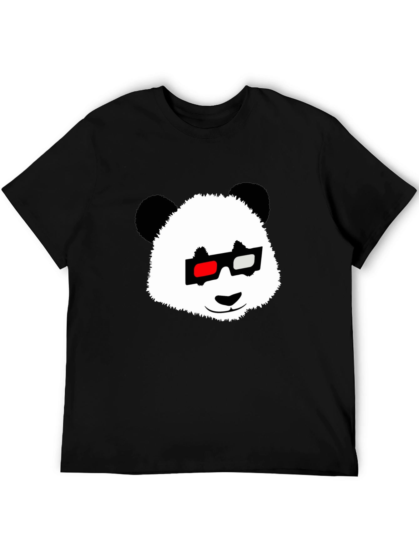 Black Panda with 3D Glasses Black T-Shirt view 5