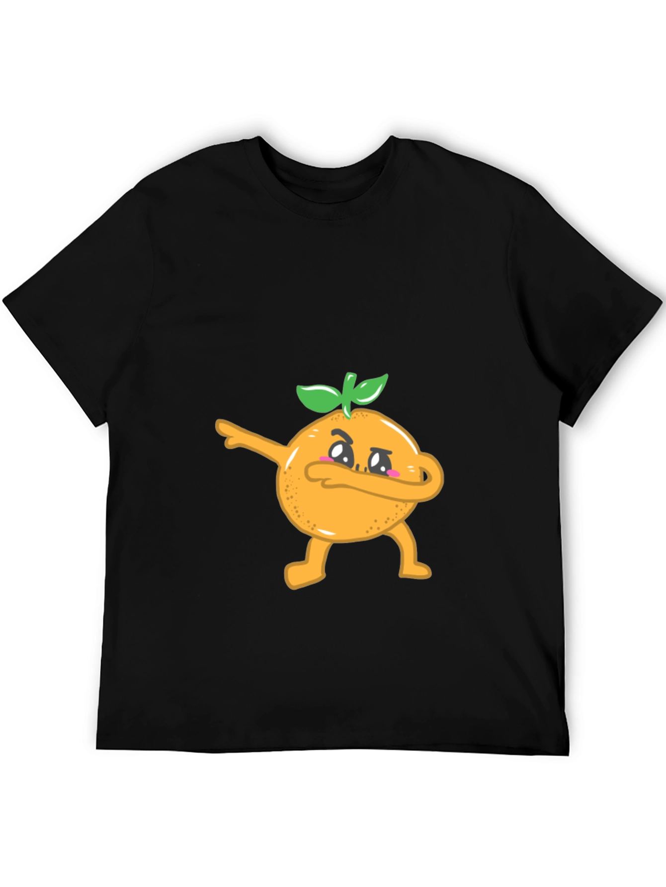 Black Dabbing Orange Graphic Tee - Black Cotton T-Shirt view 5