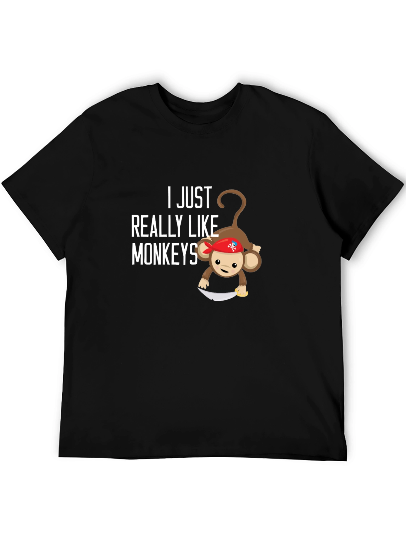Black I Just Really Like Monkeys T-Shirt view 5