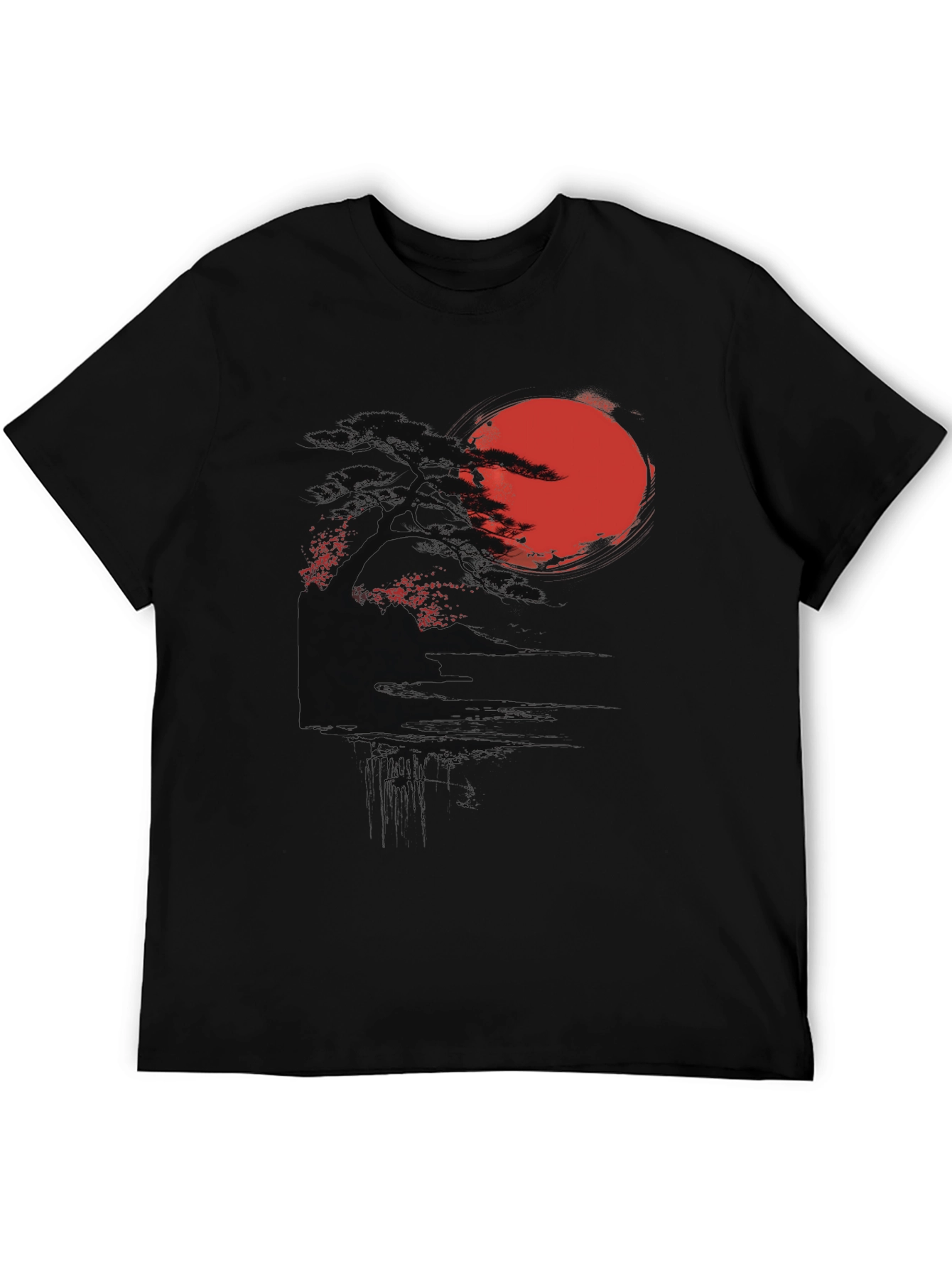 Black Rising Sun Graphic Tee - Black Cotton Blend view 5