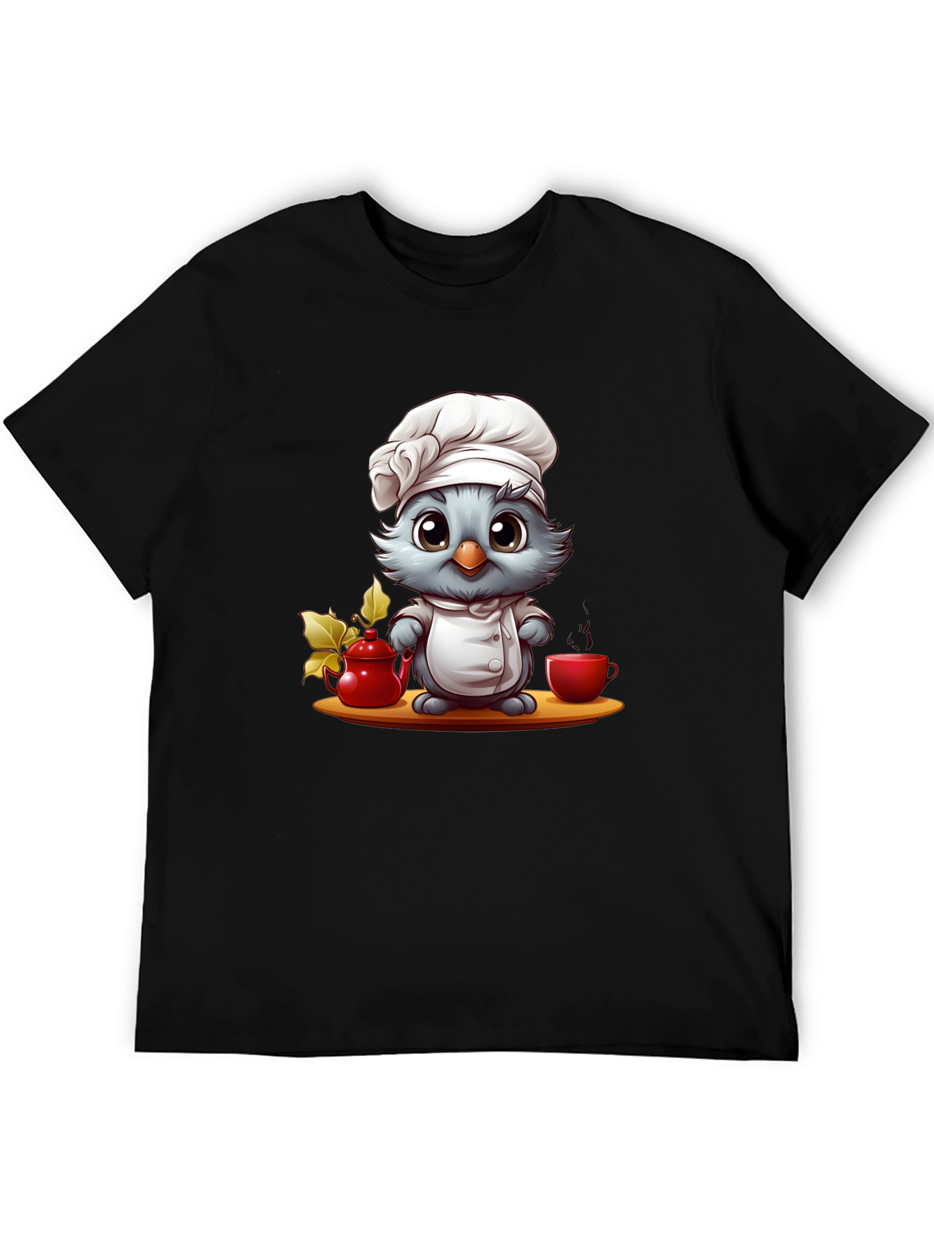 Black Chef Bird Graphic T-Shirt - Cute & Comfortable Tee view 5
