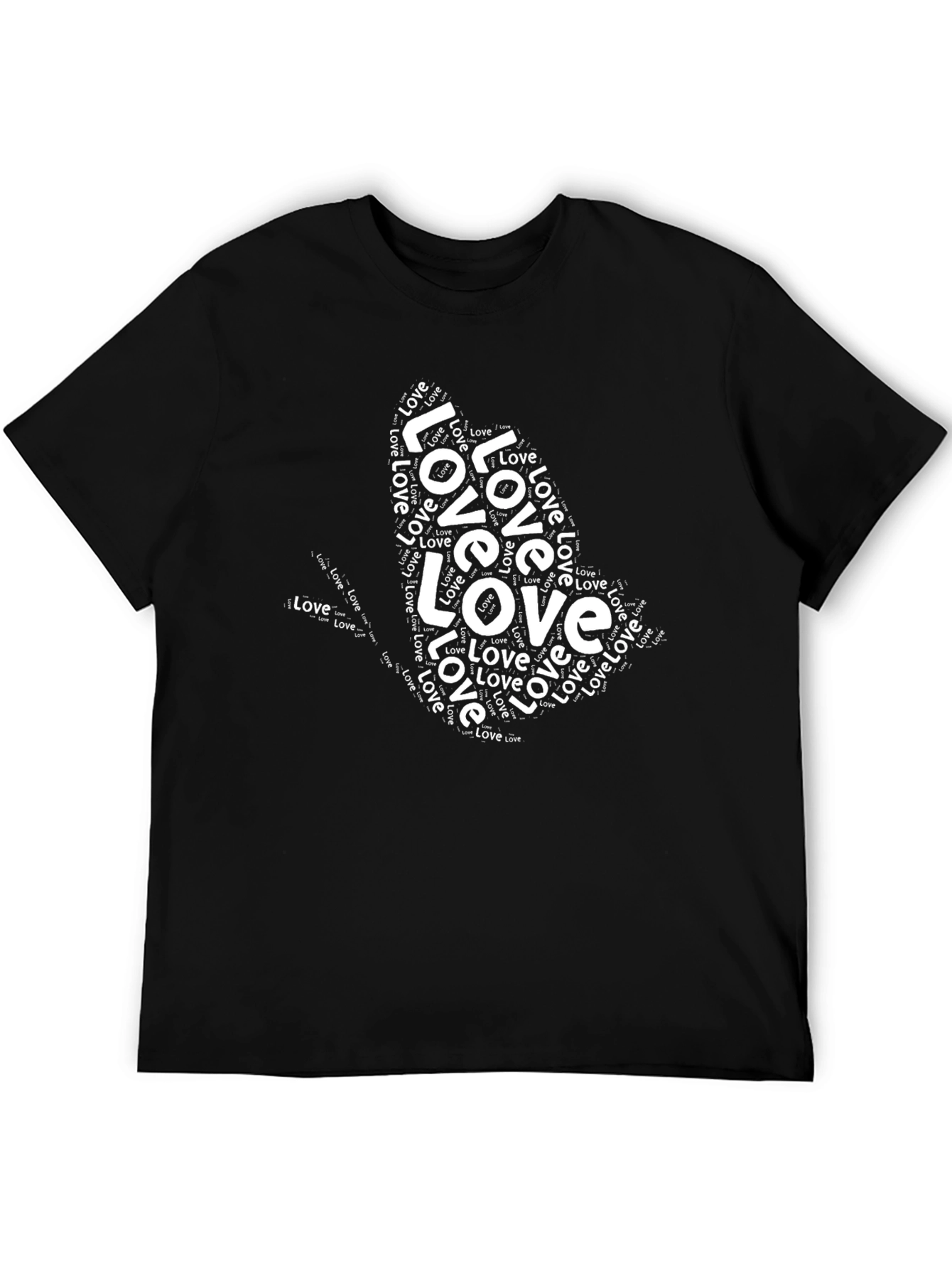 Black Love Word Art Black T-Shirt view 5