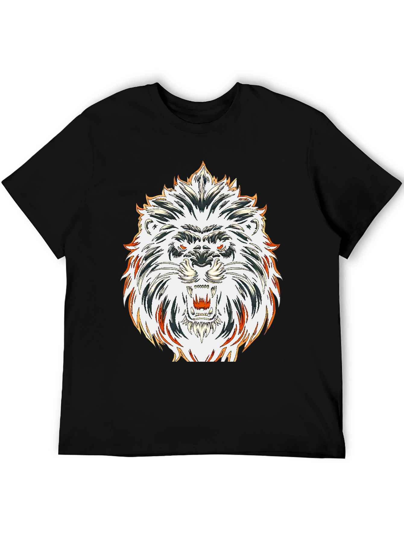 Black Bold Lion Graphic Tee - Black Cotton view 5