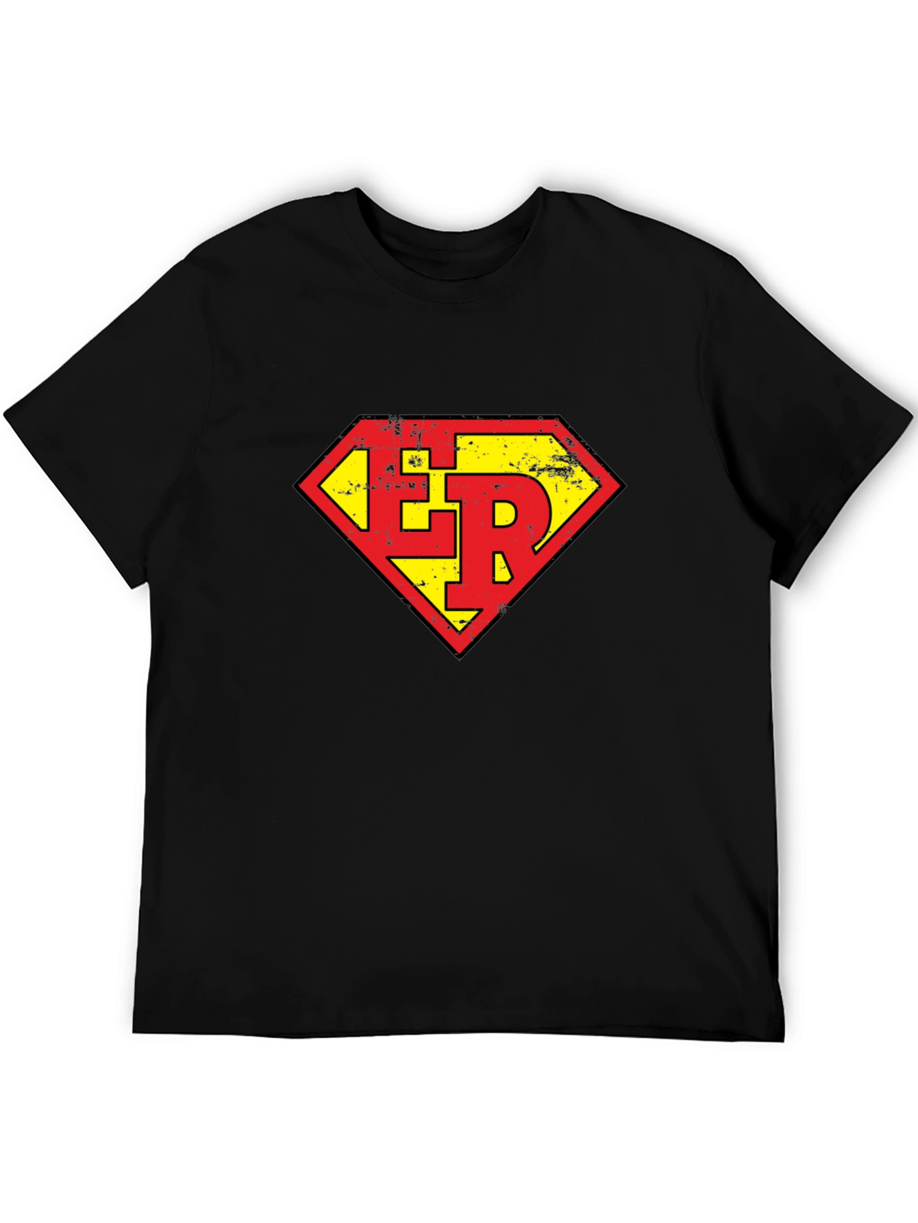 Black ER Super Hero Style Graphic Tee - Black view 5