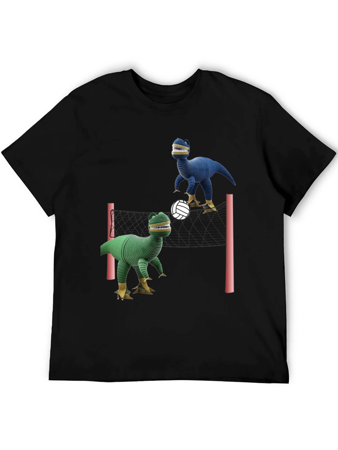 Black Dino Volleyball Black T-Shirt view 5