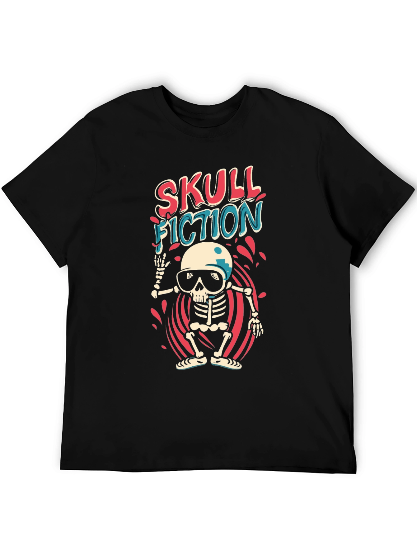 Black Skull Fiction Graphic Tee - Black view 5