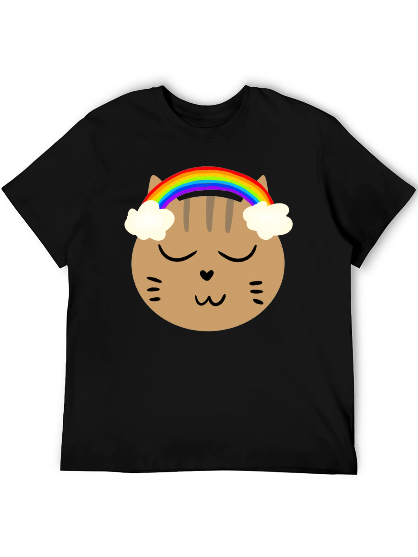 Black Rainbow Cat Graphic Tee - Soft Cotton Blend view 5