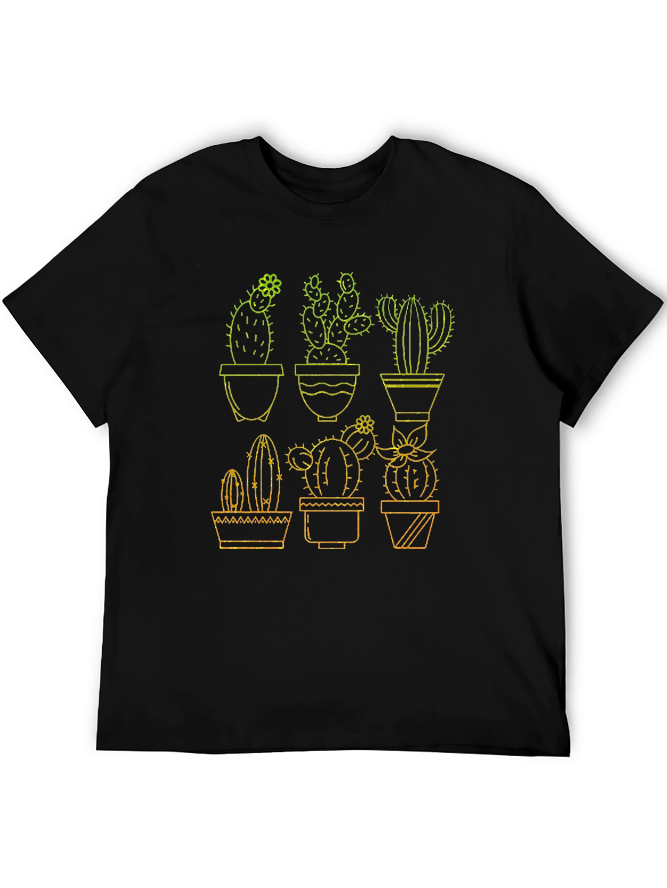 Black Cactus Graphic Tee - Black Cotton T-Shirt view 5