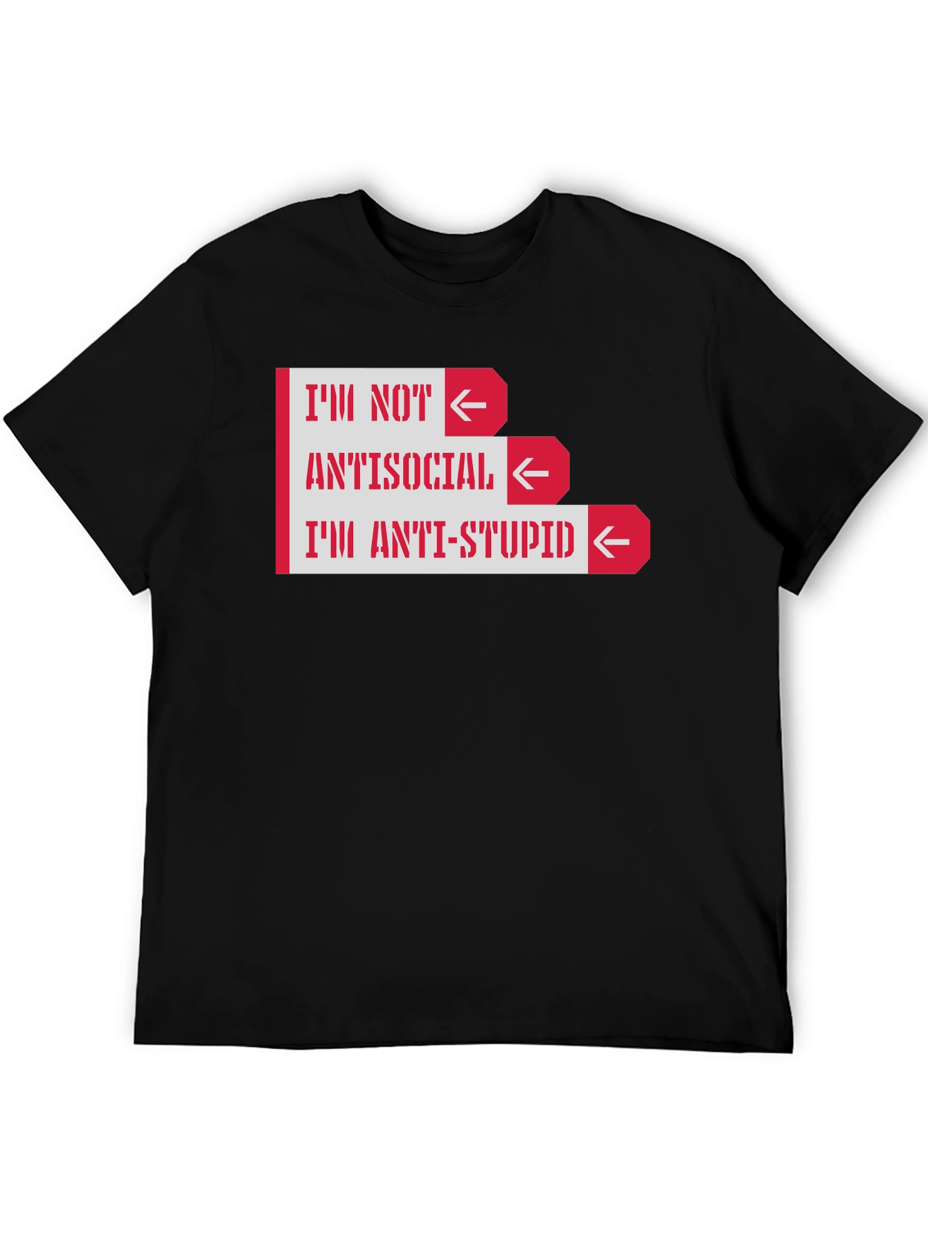 Black Anti-Stupid Graphic T-Shirt -  Funny Slogan Tee view 5