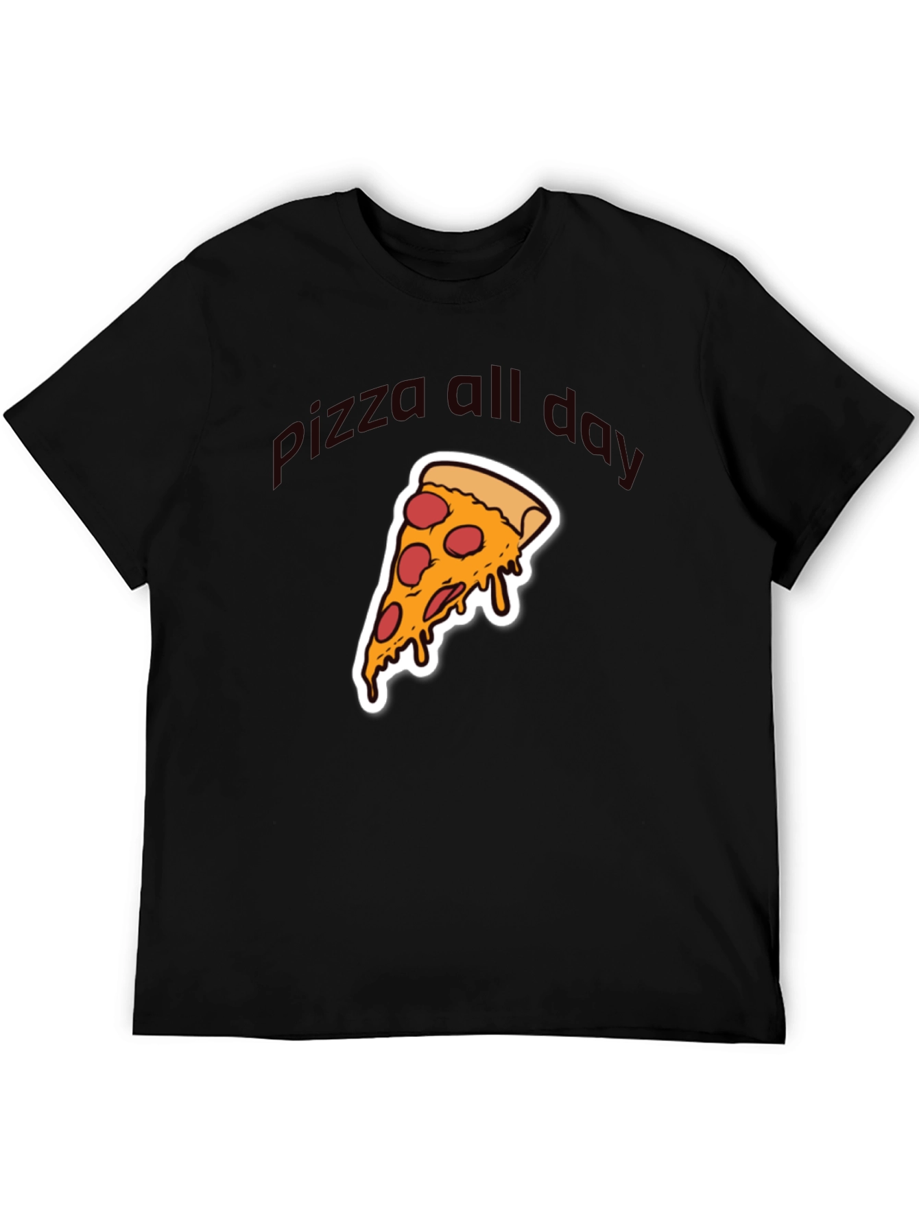 Black Pizza All Day Graphic T-Shirt - Casual Wear view 5