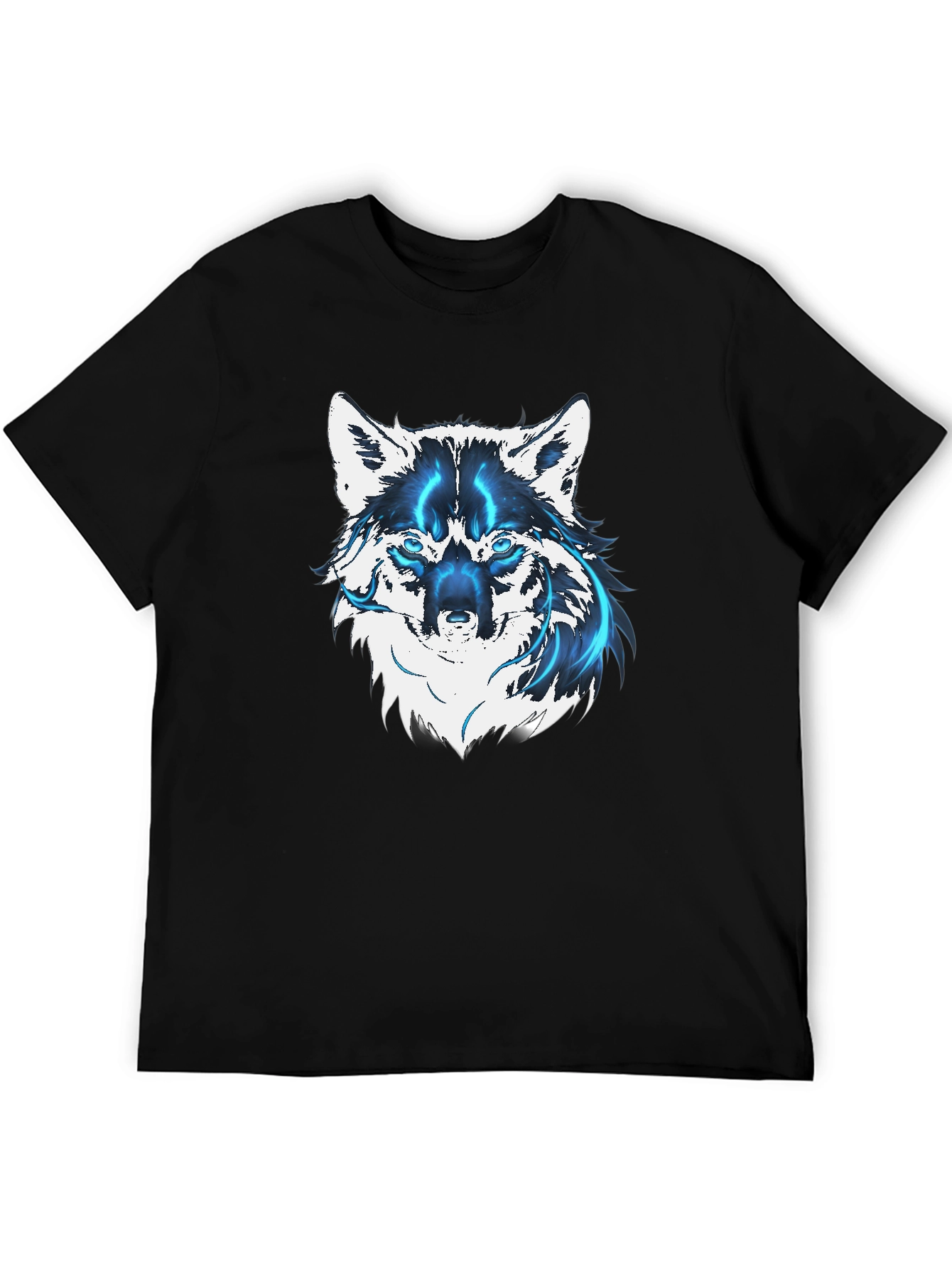 Black Men's Black Wolf Graphic T-Shirt view 5