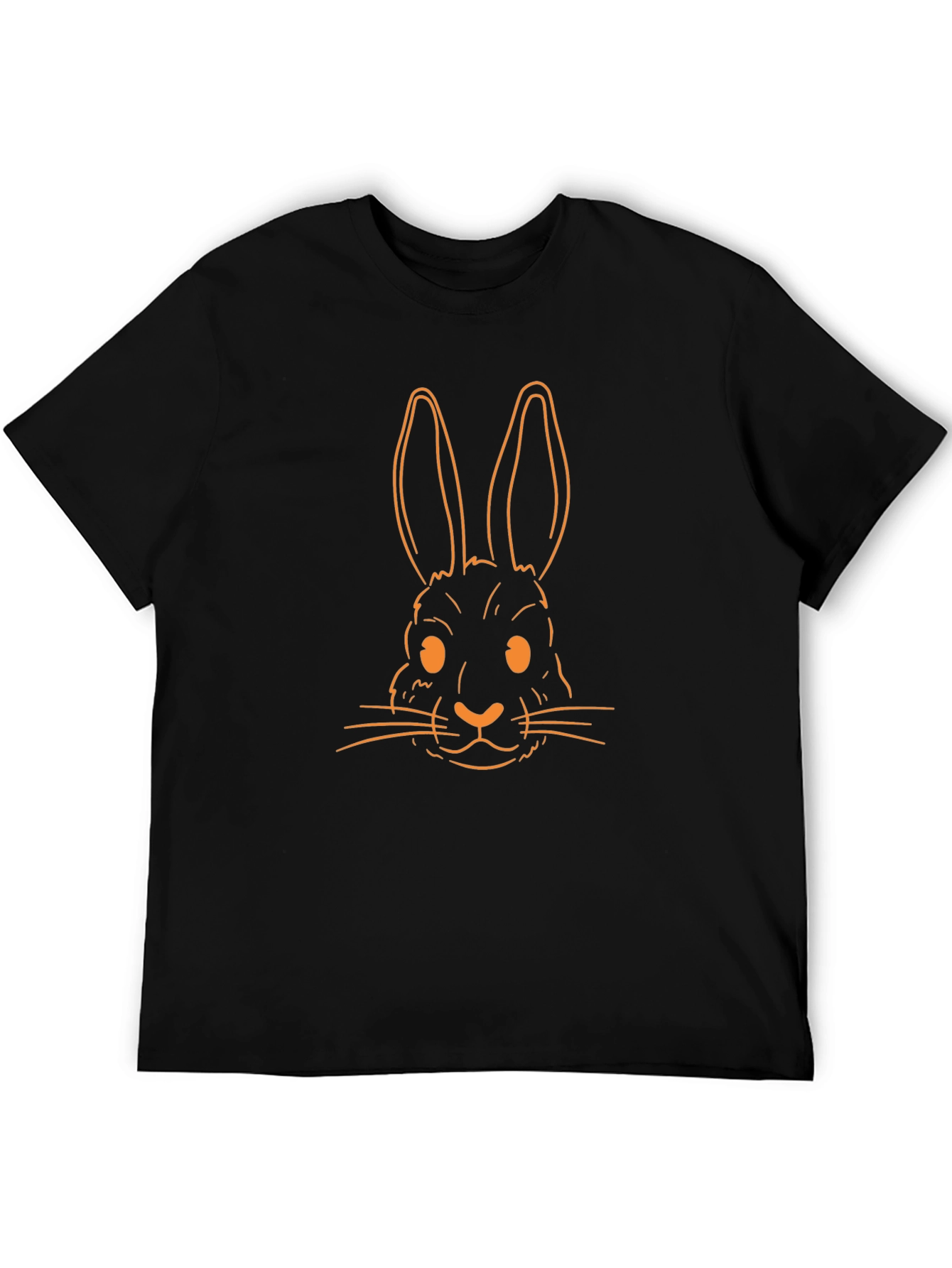 Black Orange Rabbit Graphic Black T-Shirt view 5