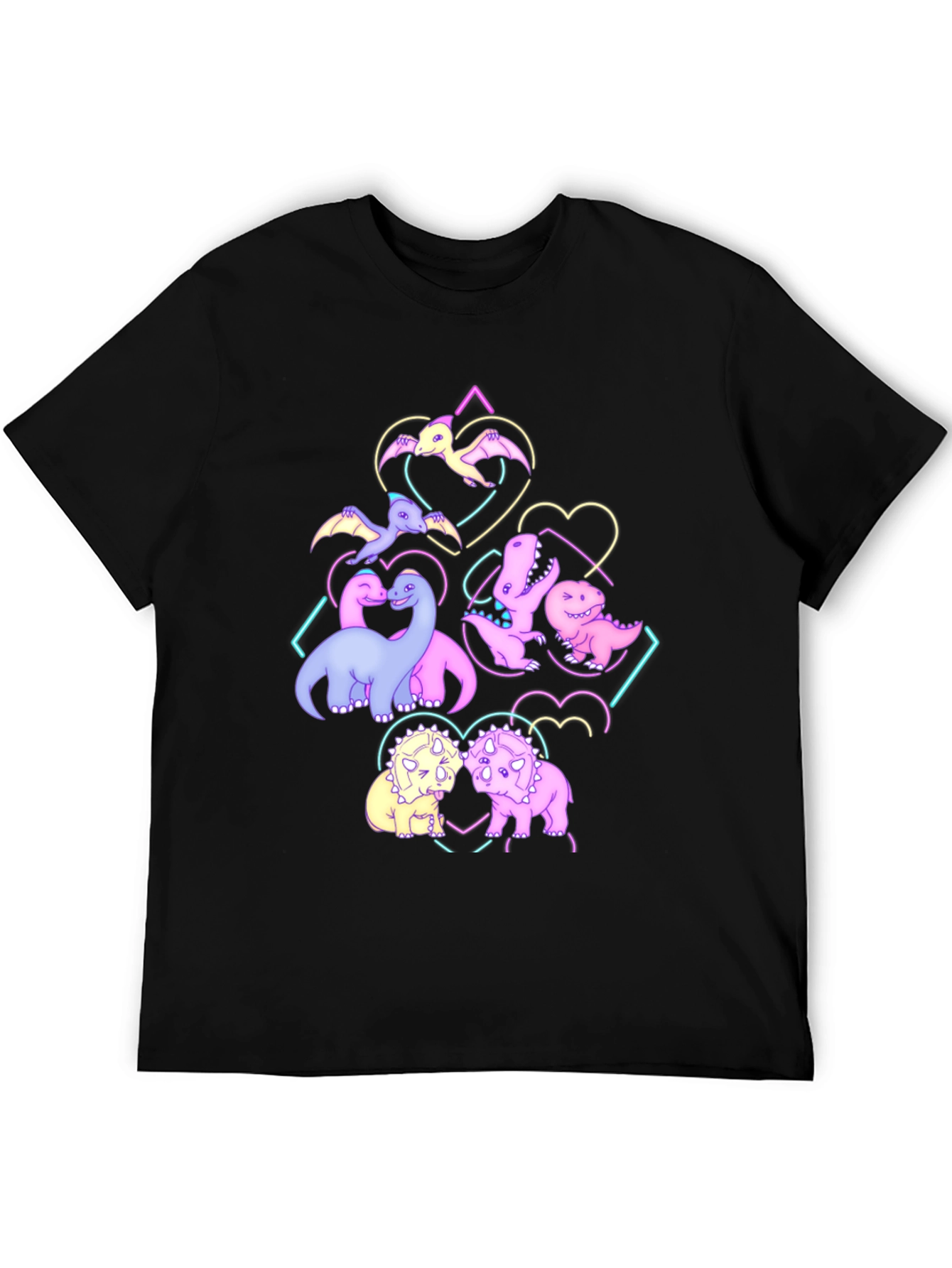 Black Dino Love T-Shirt - Cute Dinosaur Graphic Tee view 5